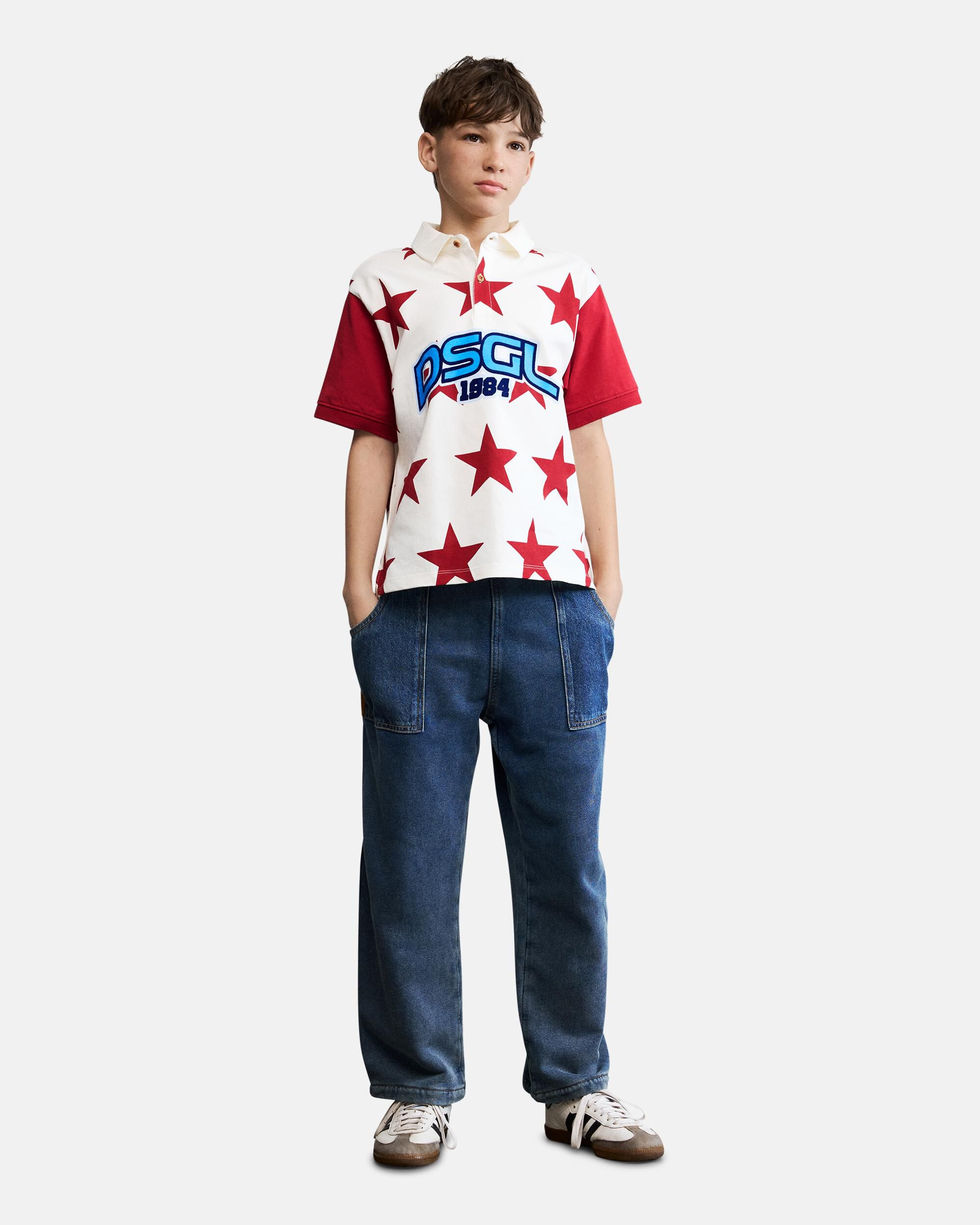 Imagen 2 de Polo de niño estrellas logo - Desigual - Blanco Blanco