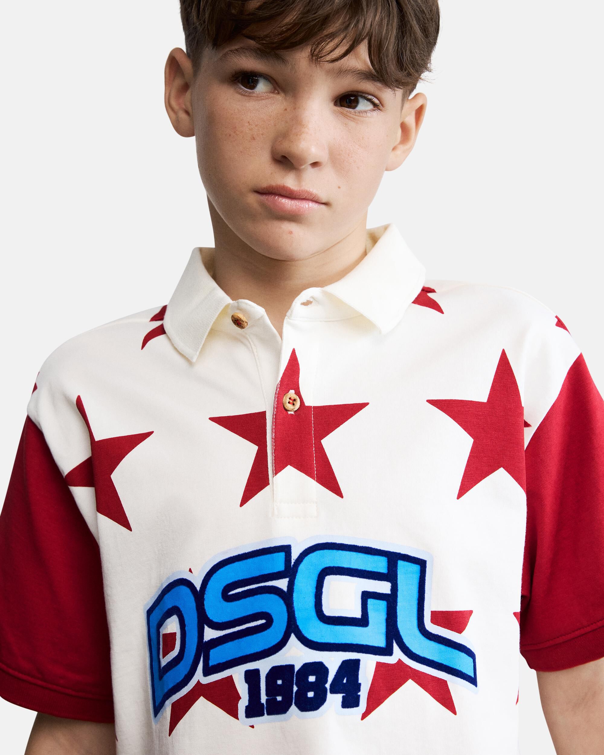 Imagen 3 de Polo de niño estrellas logo - Desigual - Blanco Blanco