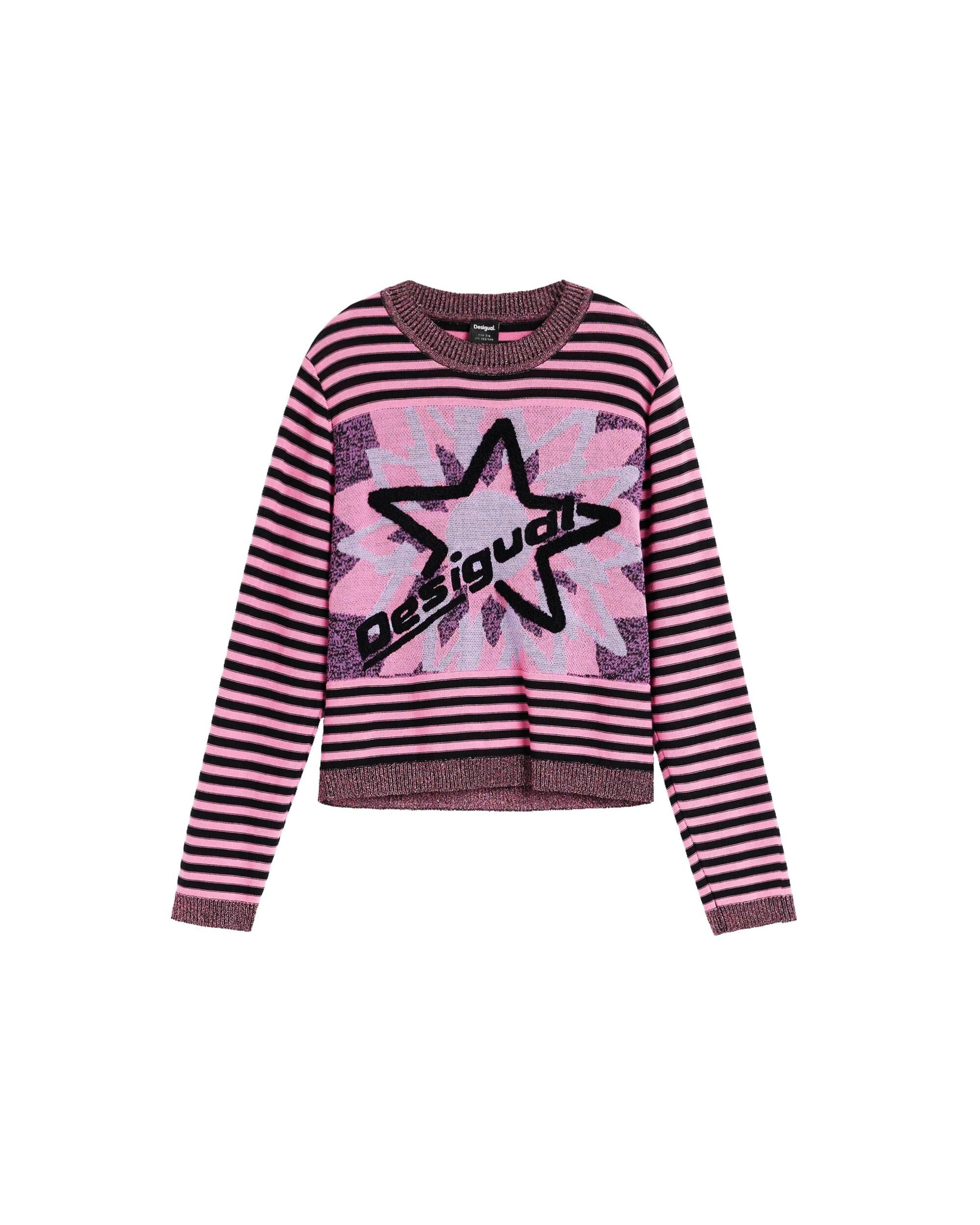 Imagen 1 de Jersey de niña rayas estrella - Desigual - Rosa Rosa