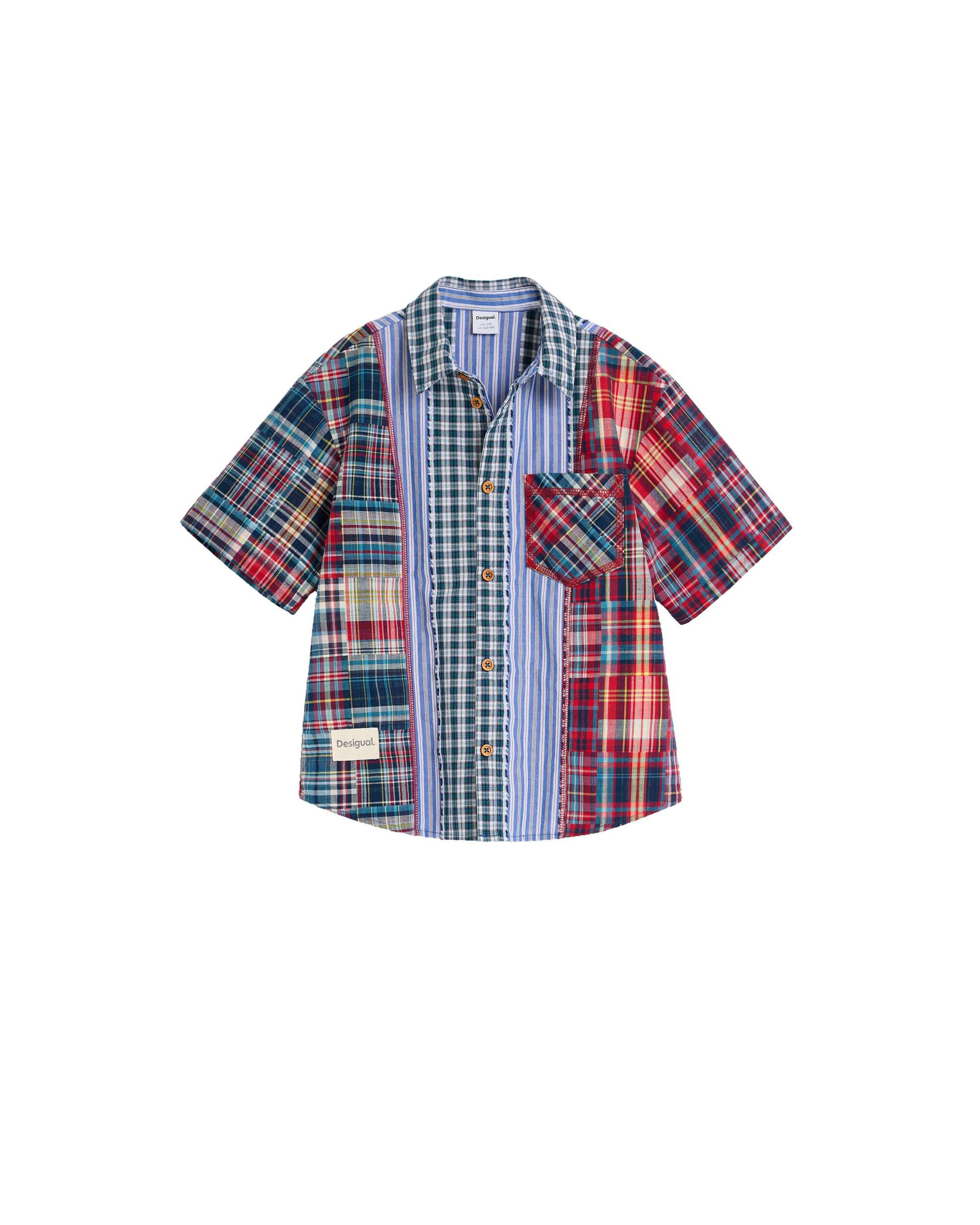 Imagen 3 de Camisa de niño cuadros patchwork - Desigual - Azul Azul