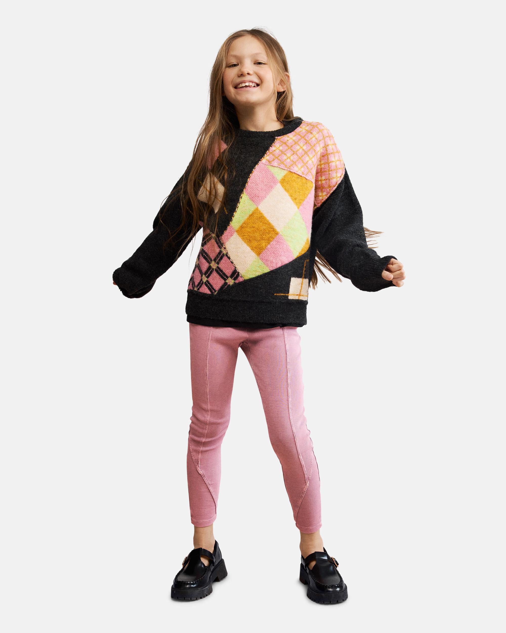 Imagen 2 de Jersey de niña jacquard rombos - Desigual - Marrón Marrón