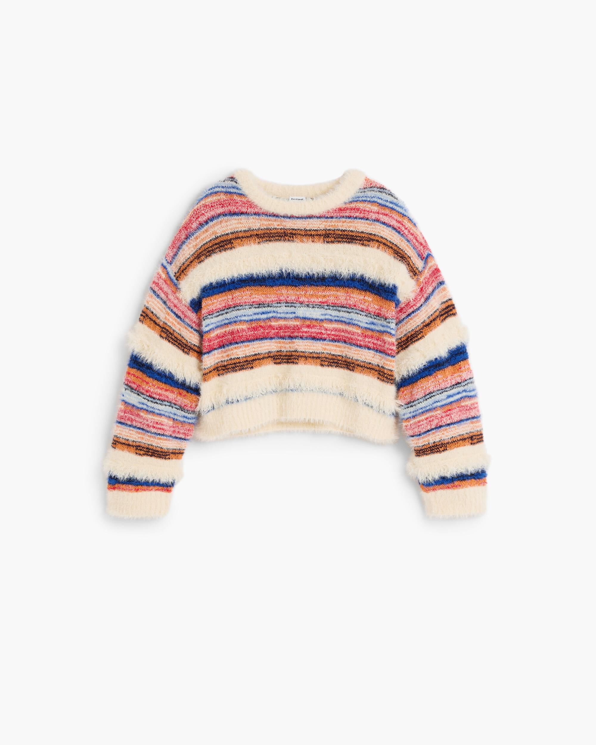 Jersey de niña rayas crop - Desigual - Blanco Blanco-3