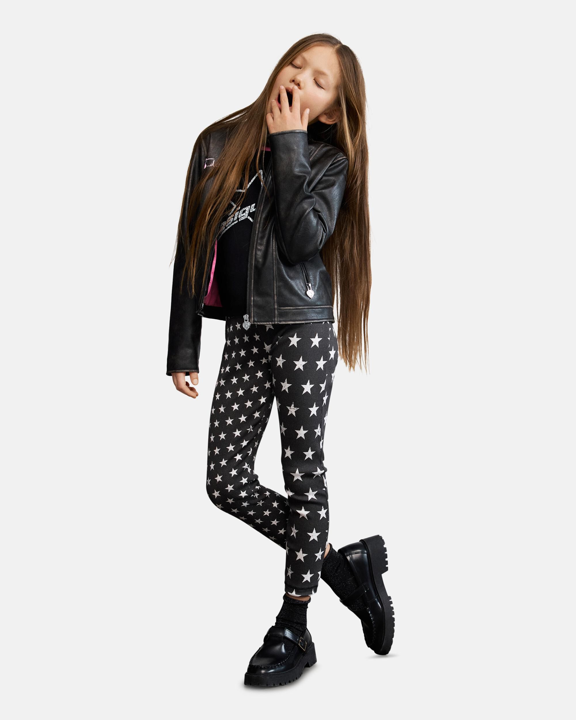 Imagen 2 de Leggings de niña estampado estrellas - Desigual - Negro Negro