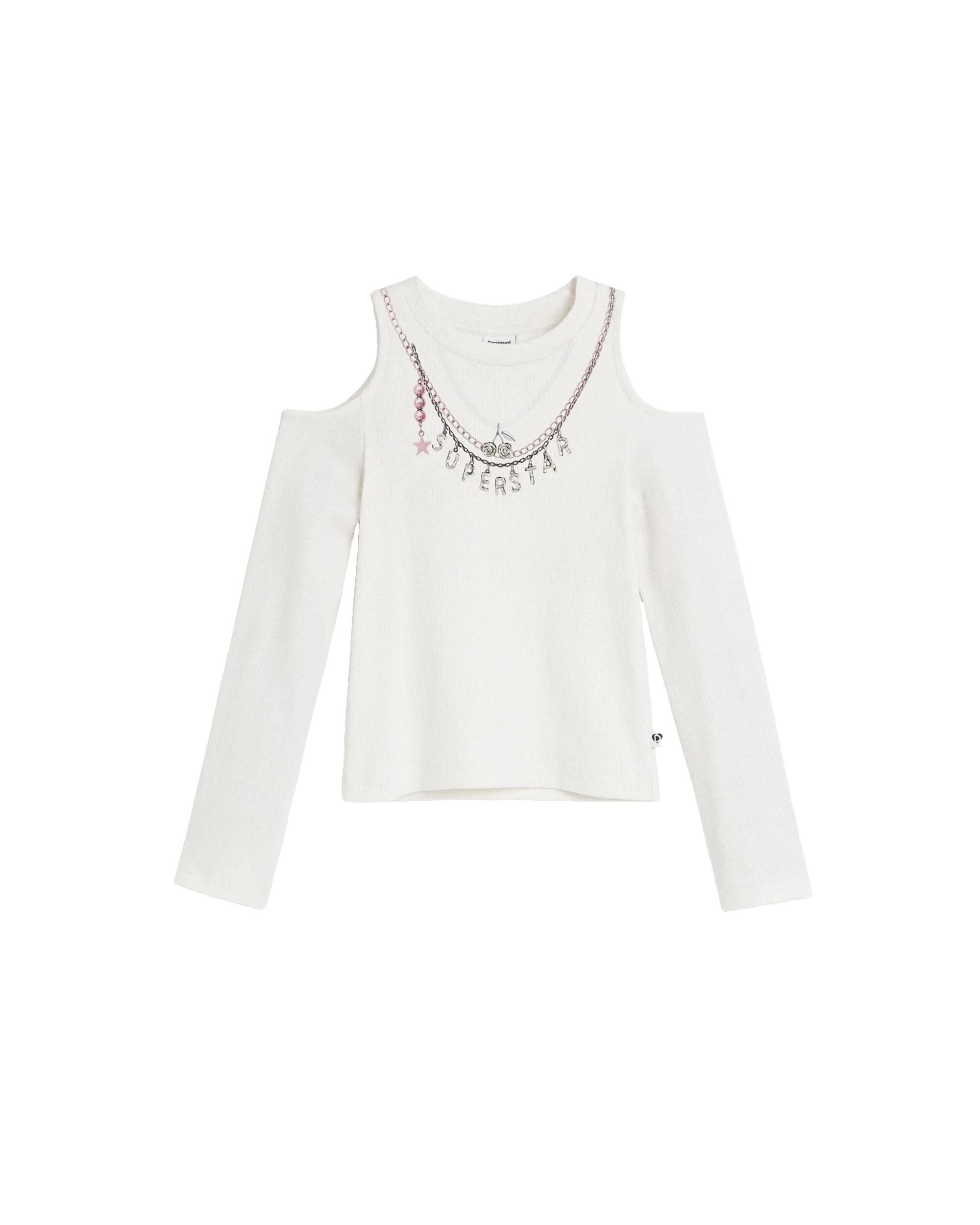 Imagen 0 de Camiseta de niña hombros cadena Blanco