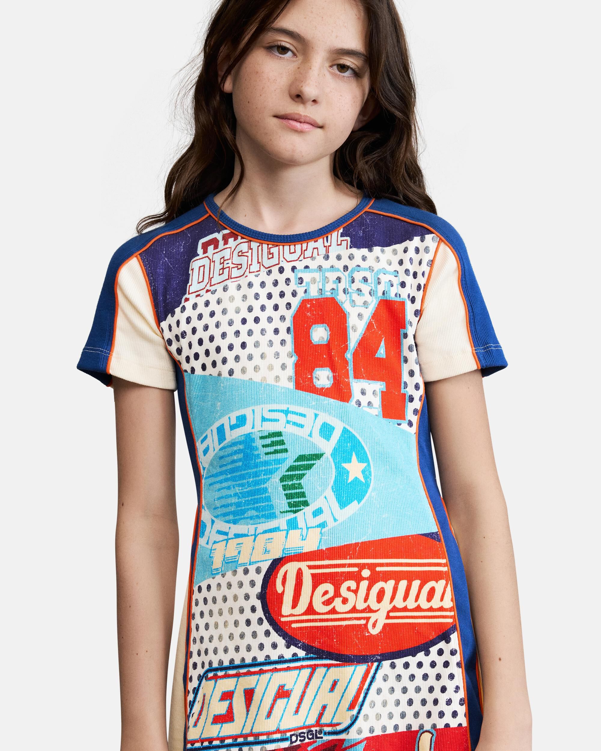 Vestido de niña evasé estampado - Desigual - Blanco Blanco-3