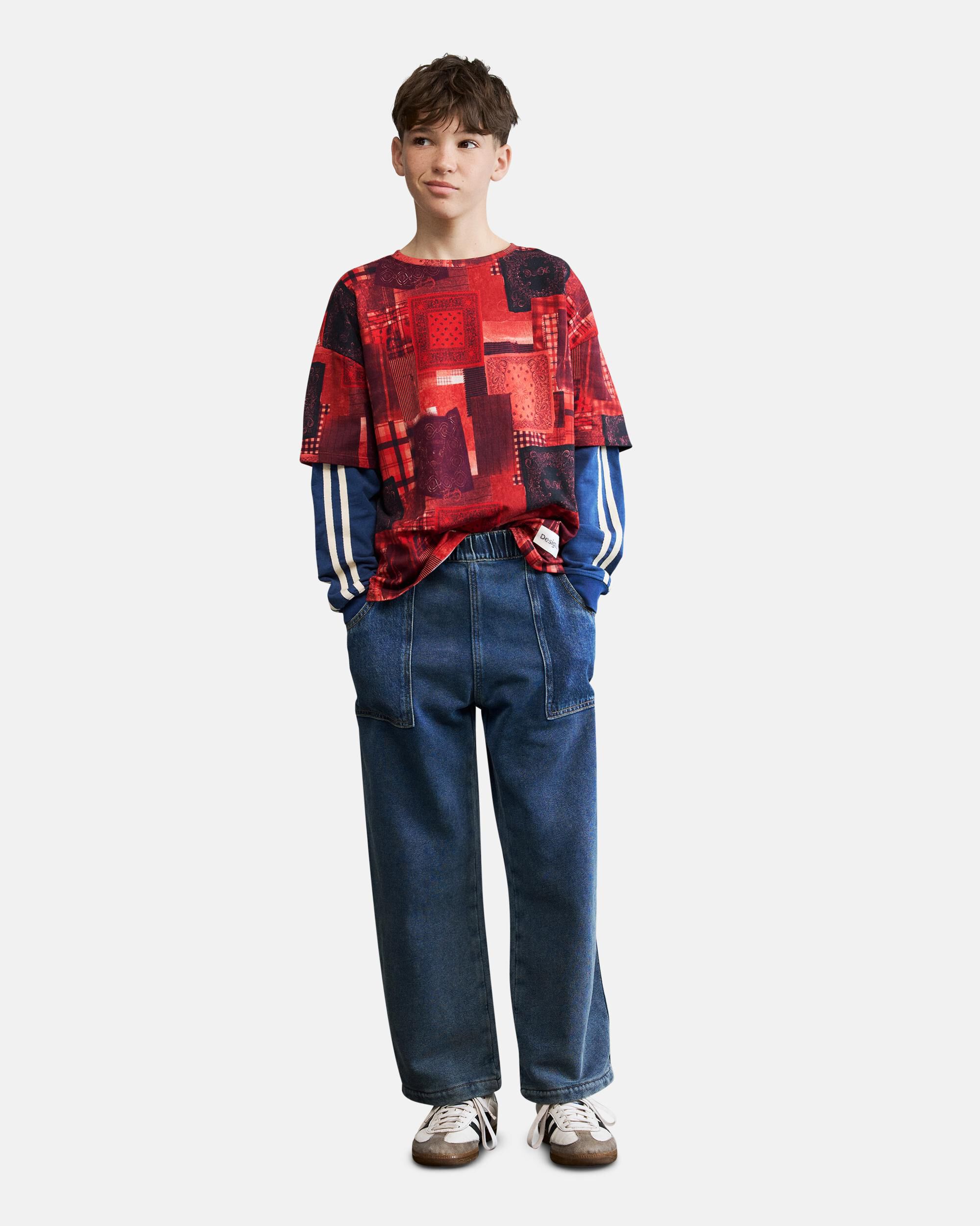 Imagen 2 de Sudadera de niño doble manga cuadros - Desigual - Azul Azul