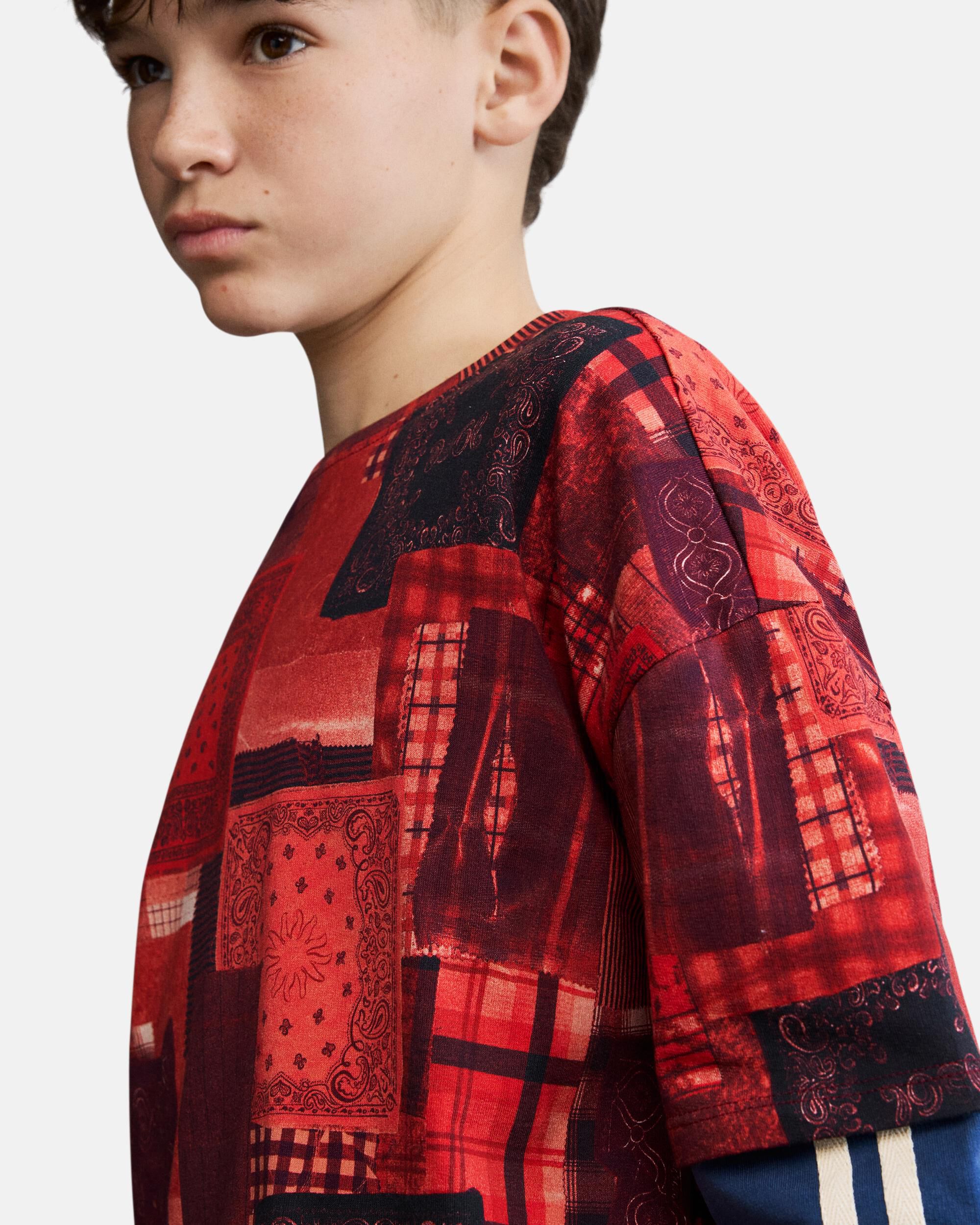 Imagen 3 de Sudadera de niño doble manga cuadros - Desigual - Azul Azul