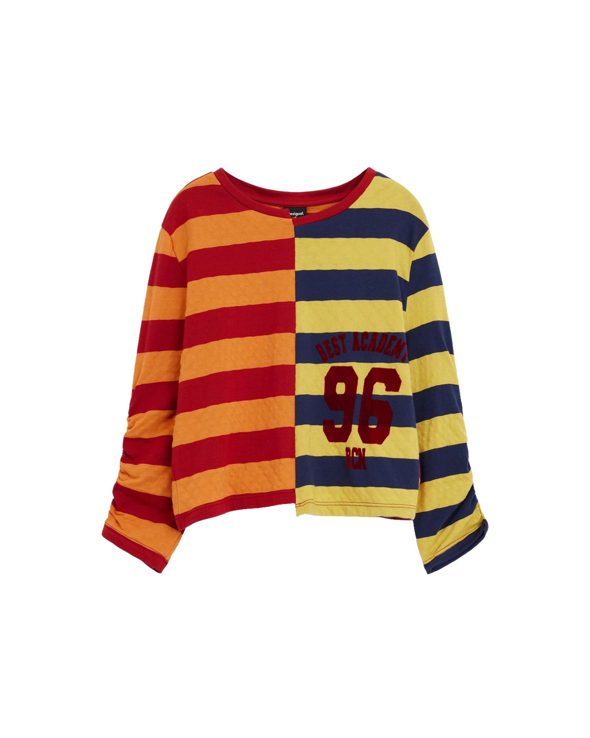 Imagen 1 de Camiseta de niña ajustada rayas Rojo