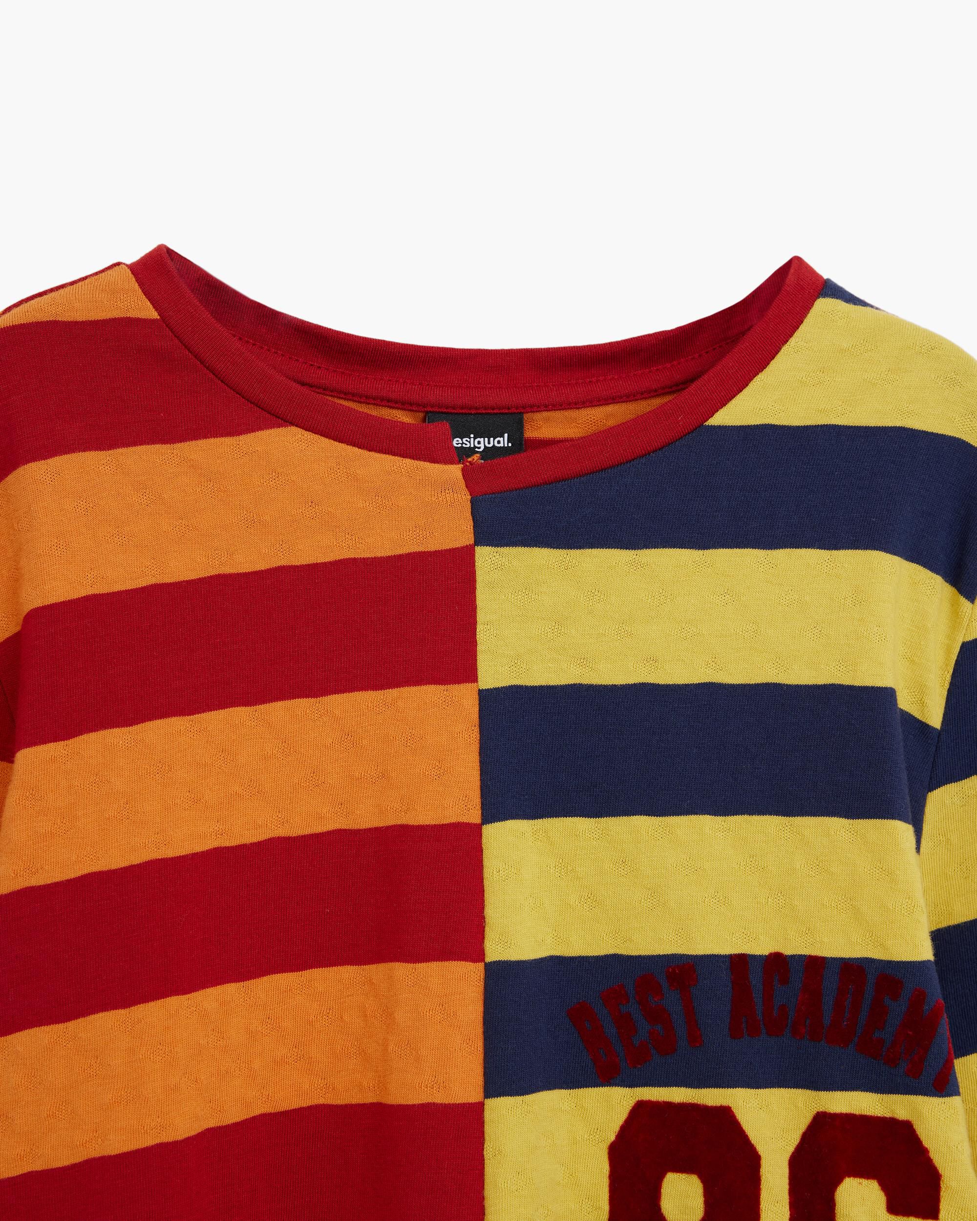 Imagen 2 de Camiseta de niña ajustada rayas - Desigual - Rojo Rojo