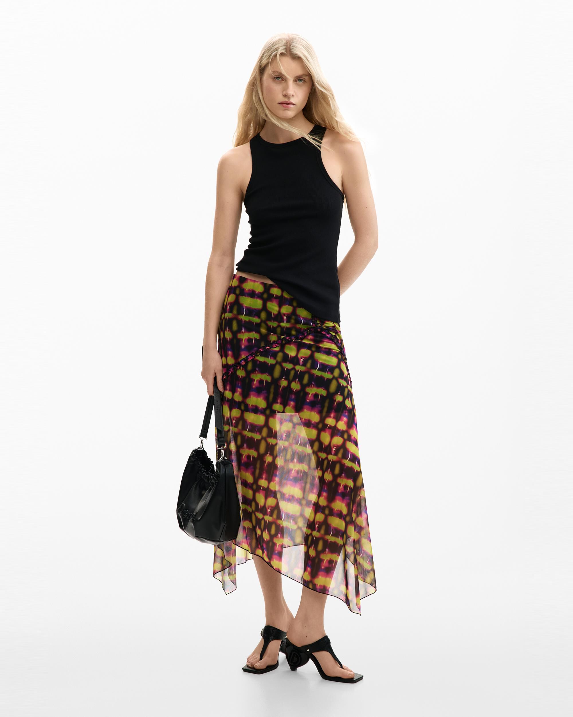 Desigual - Falda asimétrica estampada.