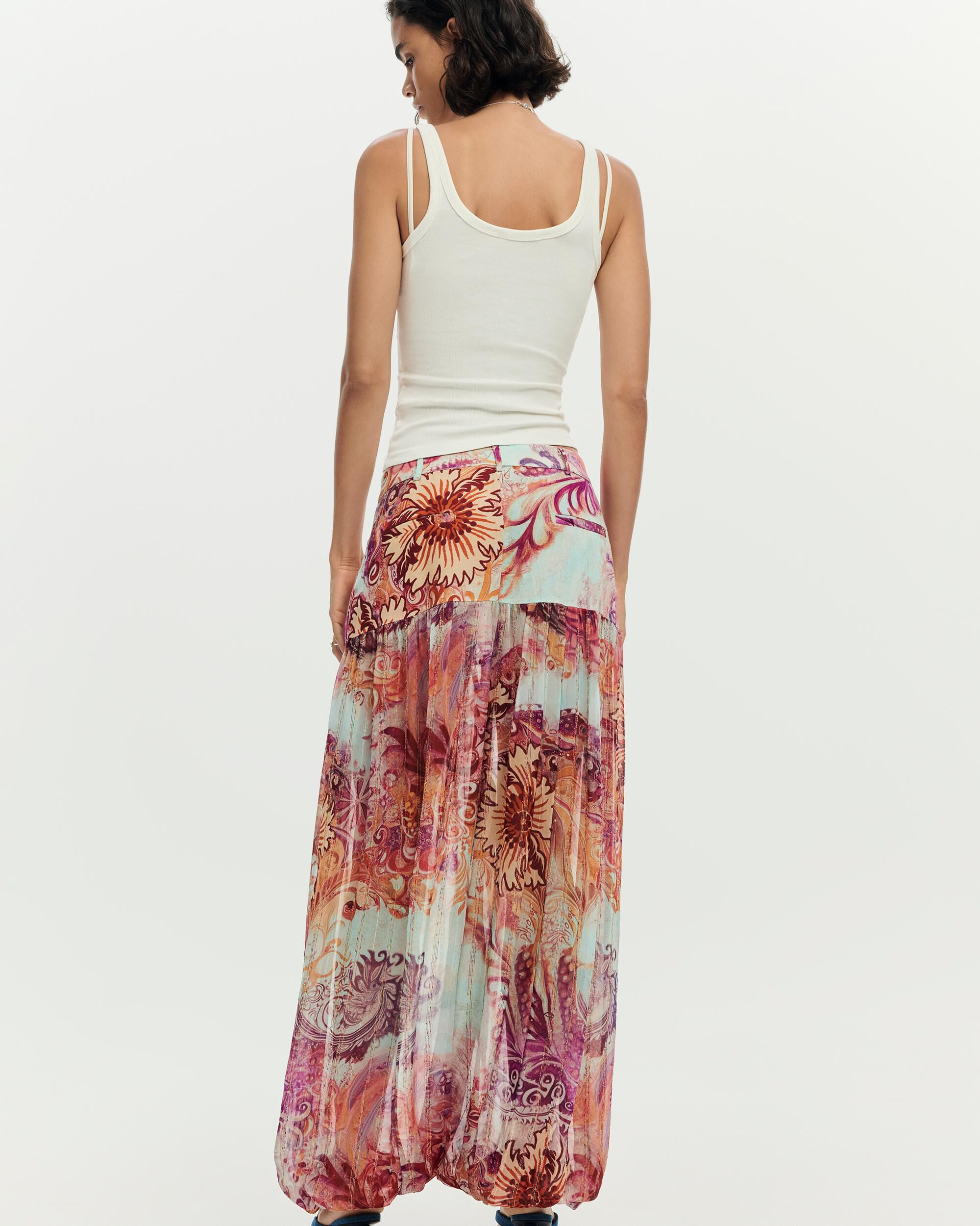 Pantalón de mujer balloon estampado - Desigual - Rojo Rojo-3
