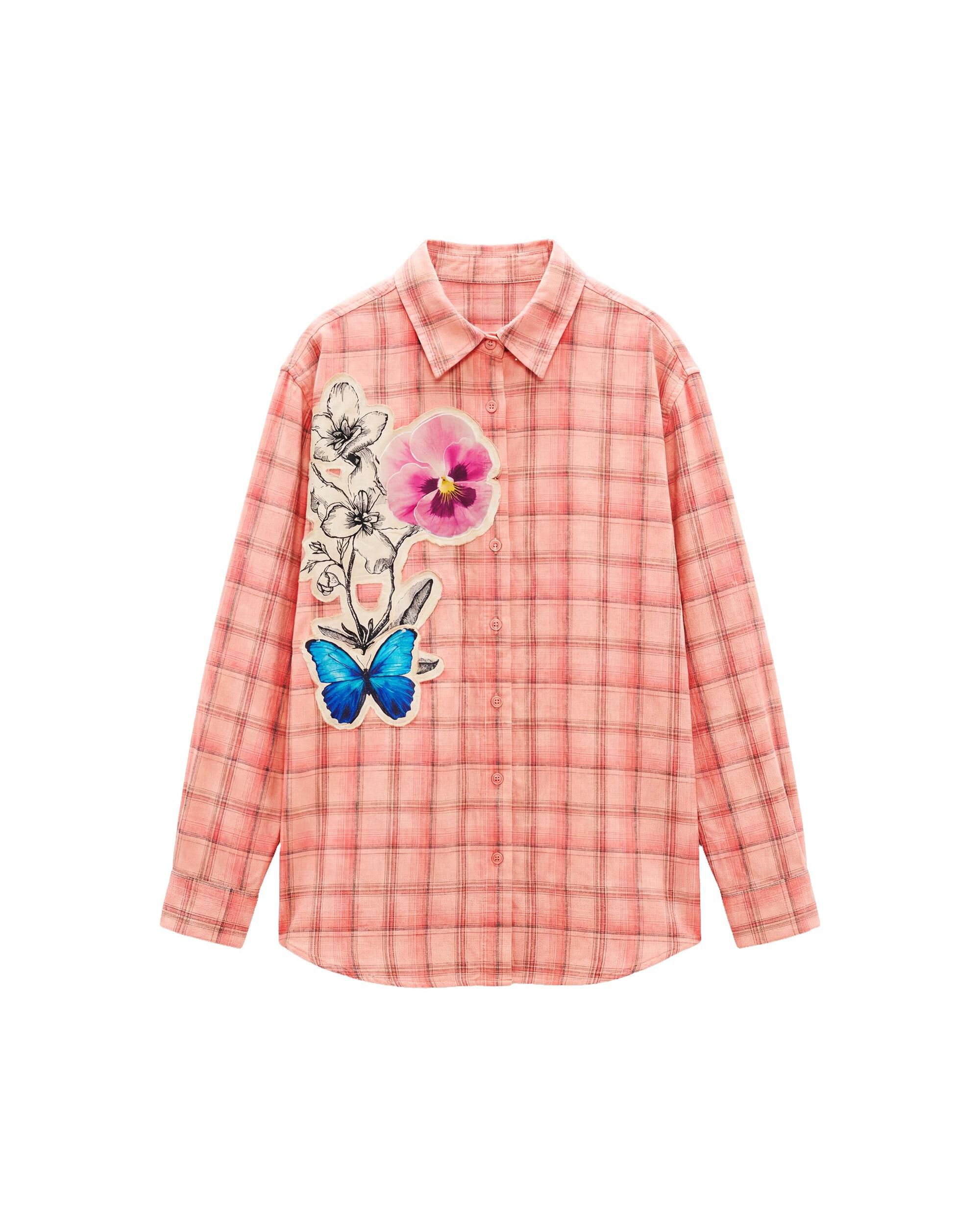 Camisa de mujer cuadros flores - Desigual - Rojo Rojo-4