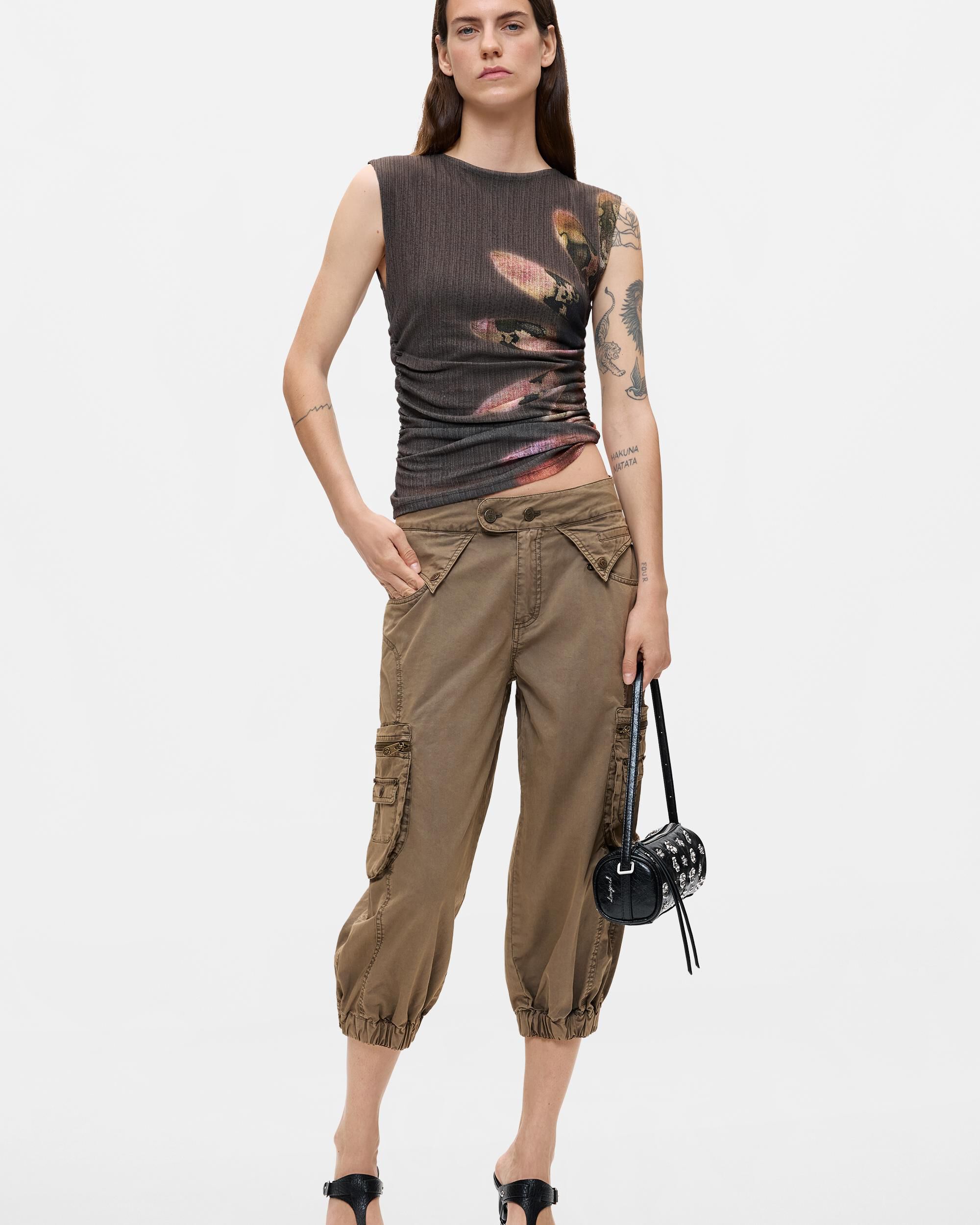 Camiseta de mujer sin mangas knit - Desigual - Gris Gris-2