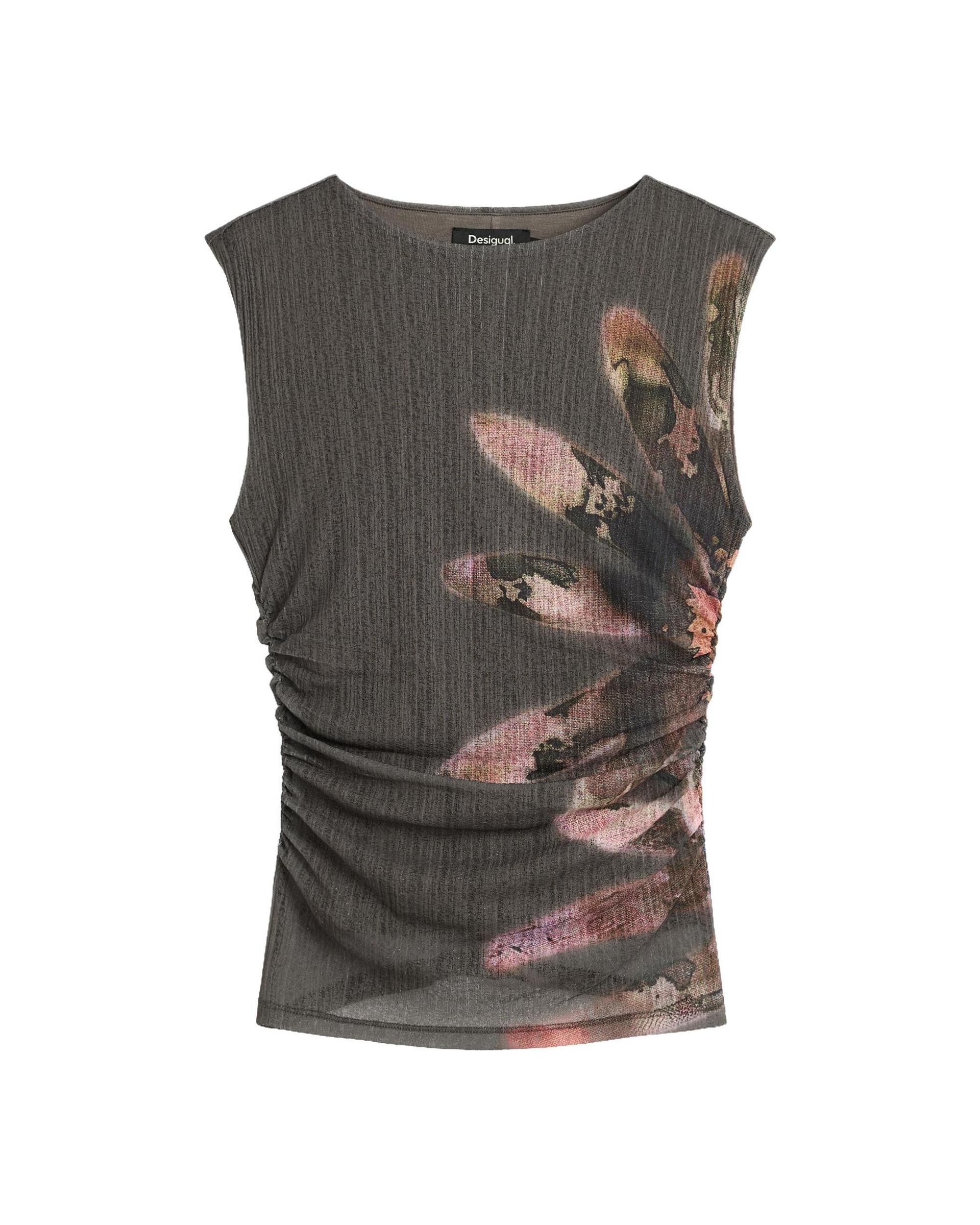 Camiseta de mujer sin mangas knit - Desigual - Gris Gris-4