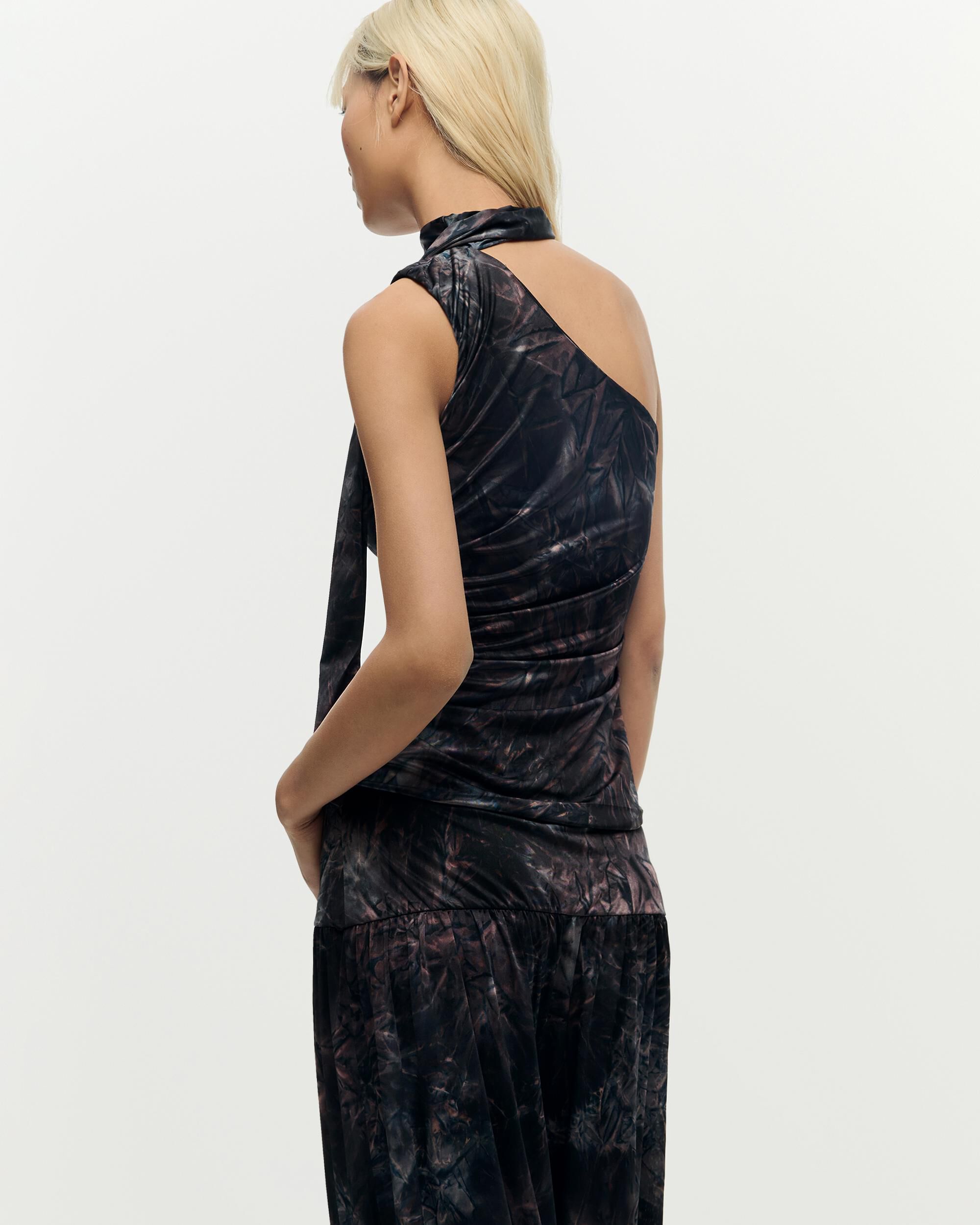 Top de mujer asimétrico ajustado - Desigual - Marrón oscuro Marrón oscuro-3