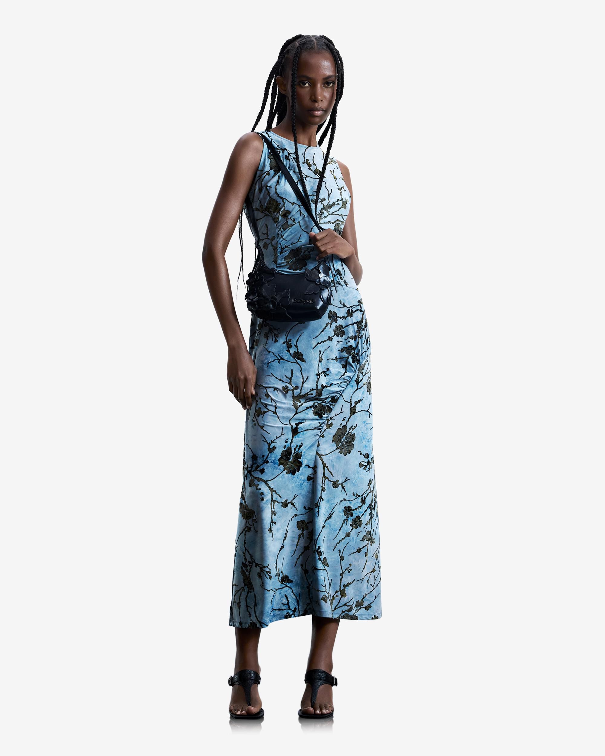 Vestido midi flocado - Desigual - Azul Azul-4