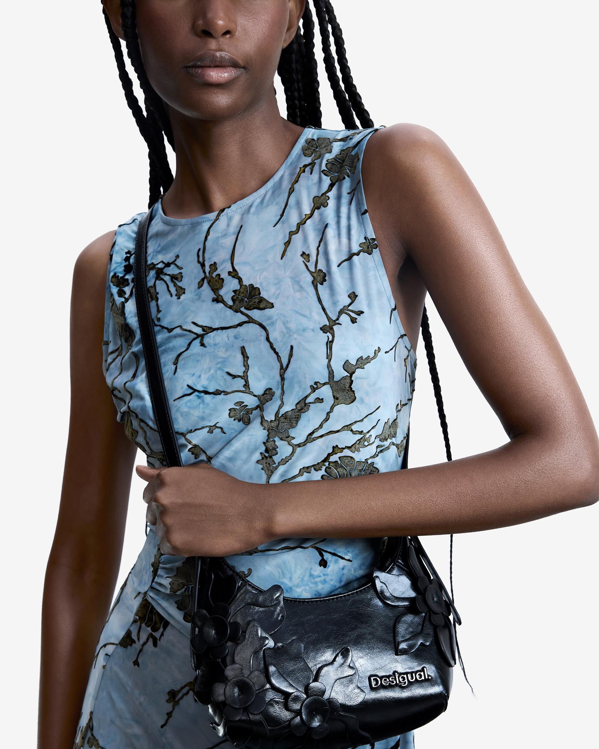 Vestido midi flocado - Desigual - Azul Azul-5