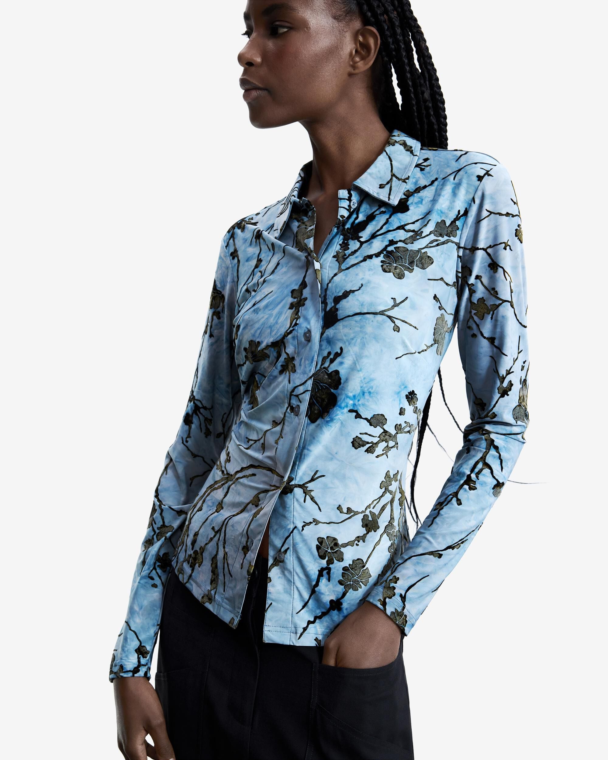 Camisa flocada - Desigual - Azul Azul-1