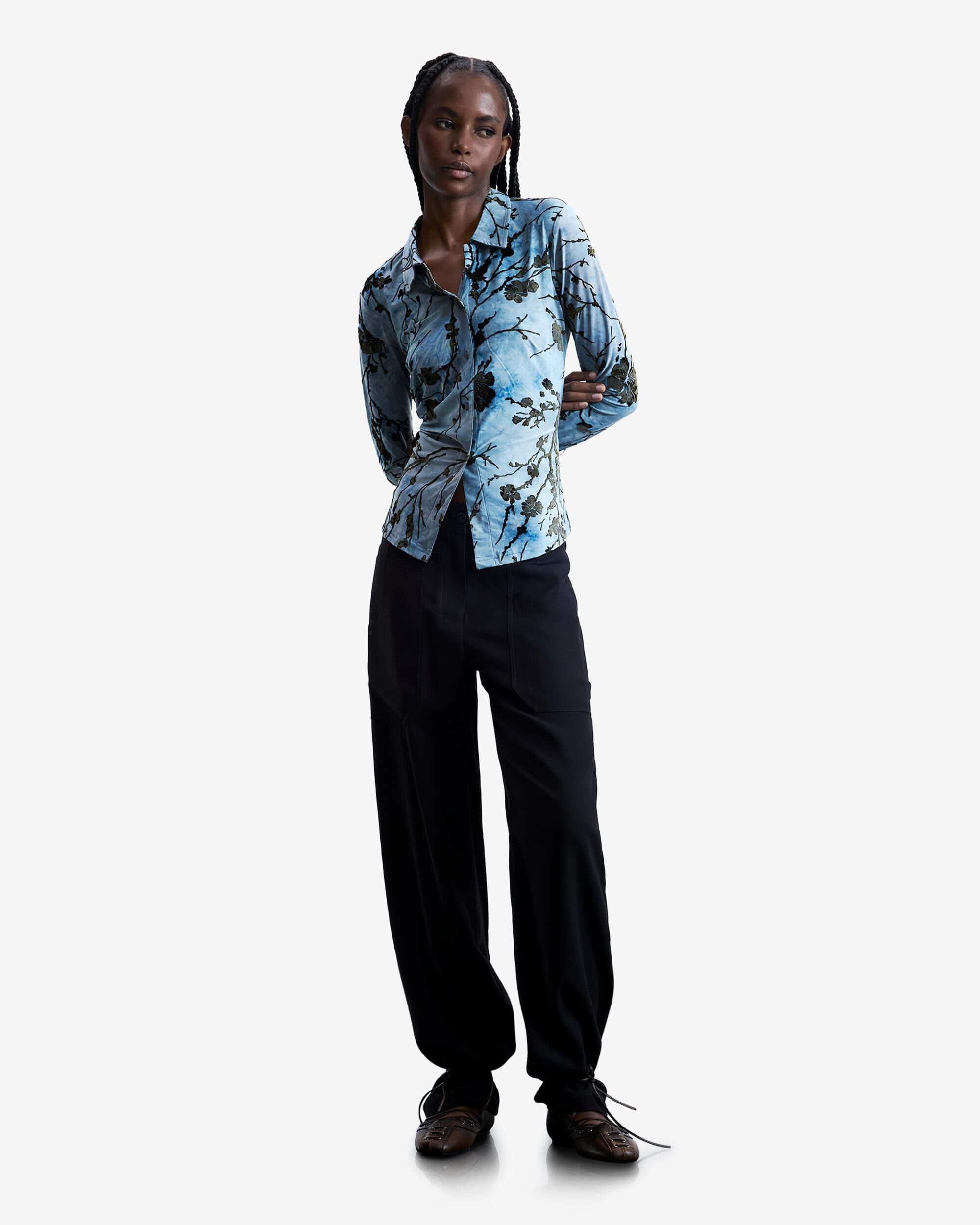 Camisa flocada - Desigual - Azul Azul-2