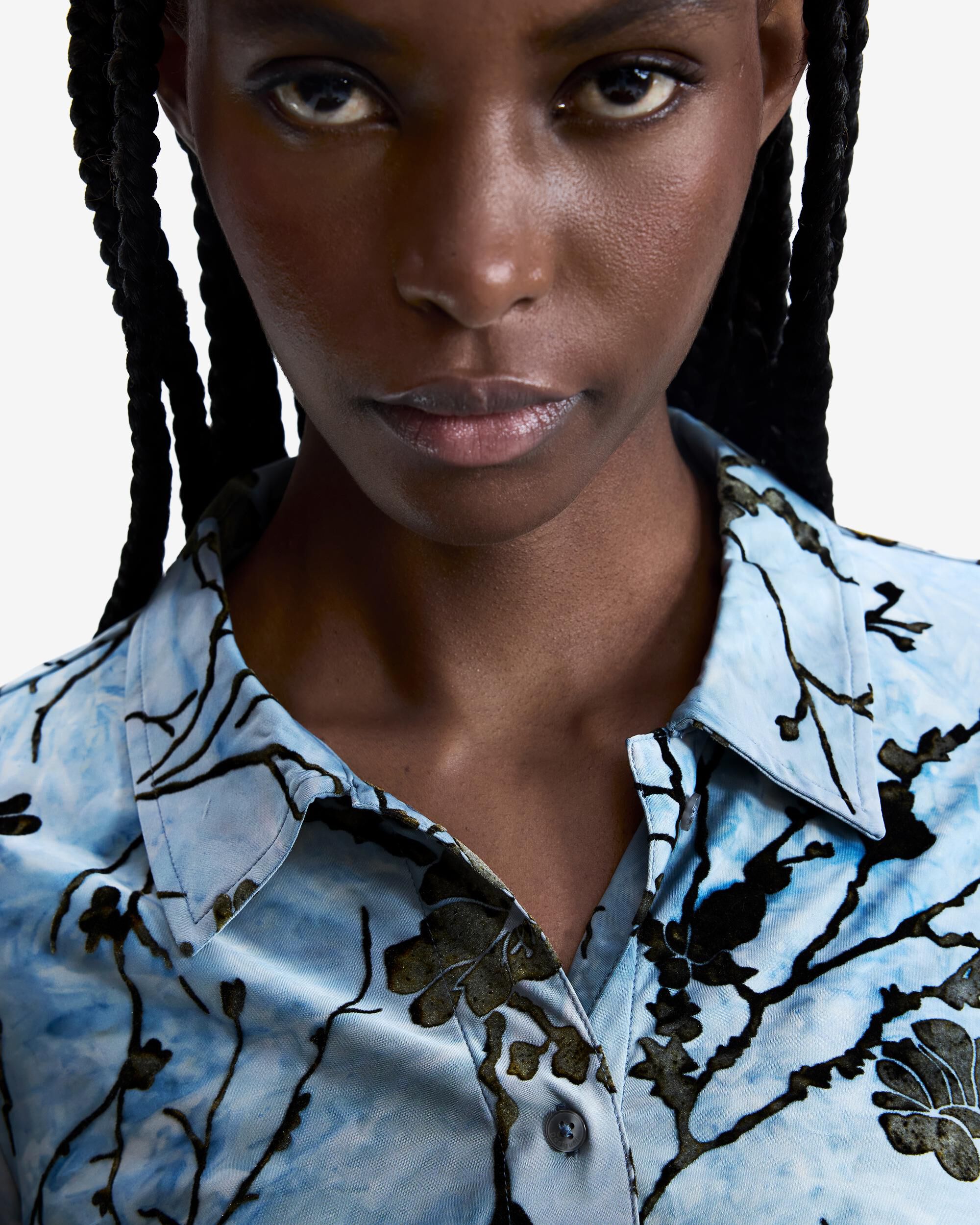 Camisa flocada - Desigual - Azul Azul-4