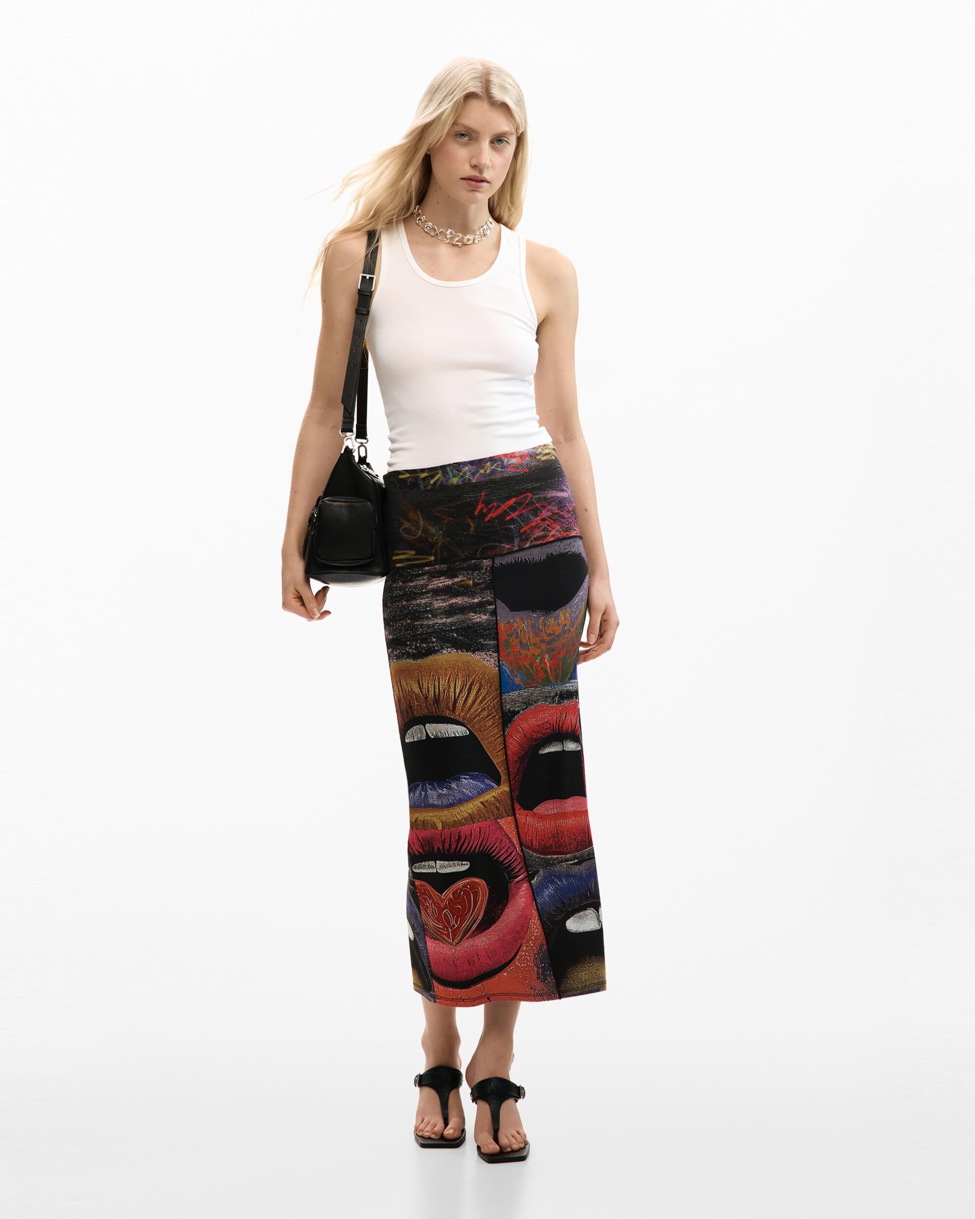Desigual - Falda punto estampada.
