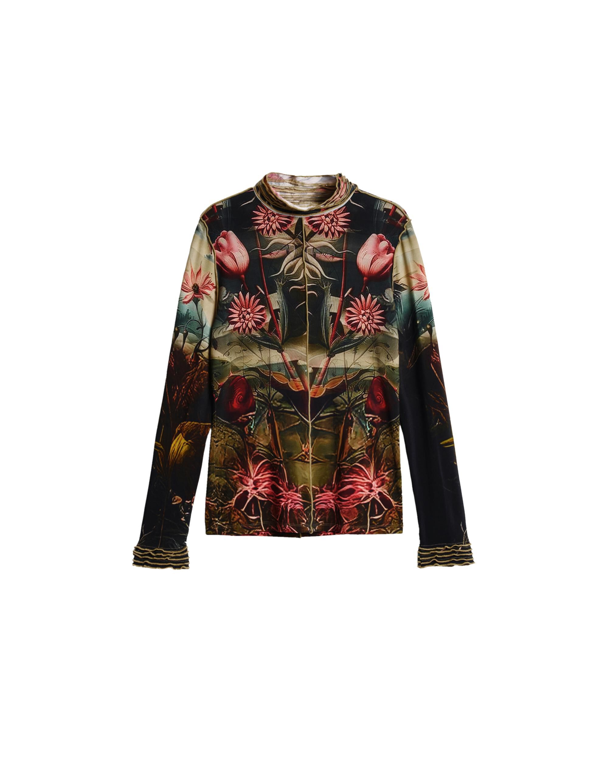 Camiseta de mujer cuello alto estampada - Desigual - Negro Negro-5