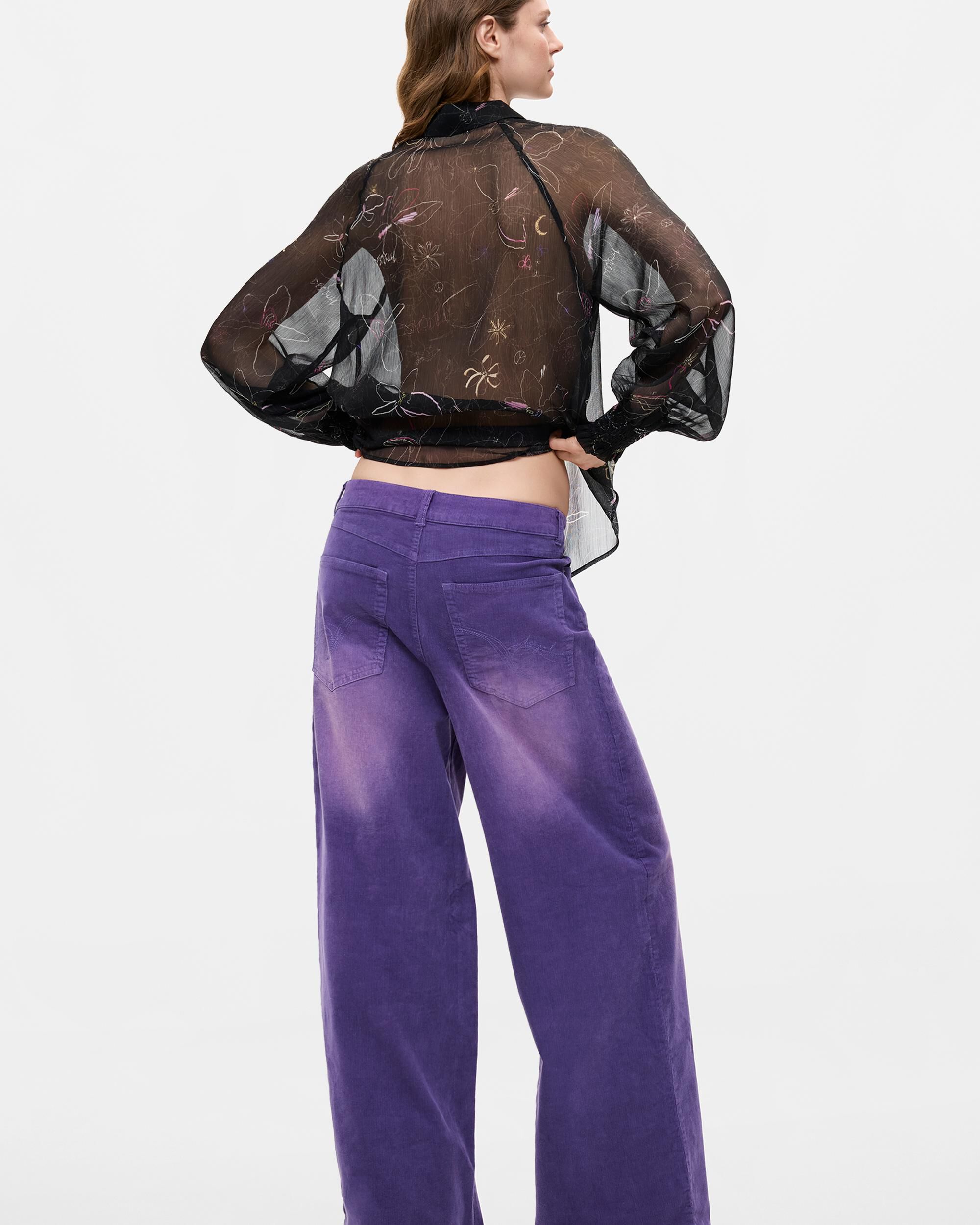 Pantalón de mujer micropana pierna ancha - Desigual - Morado Morado-3