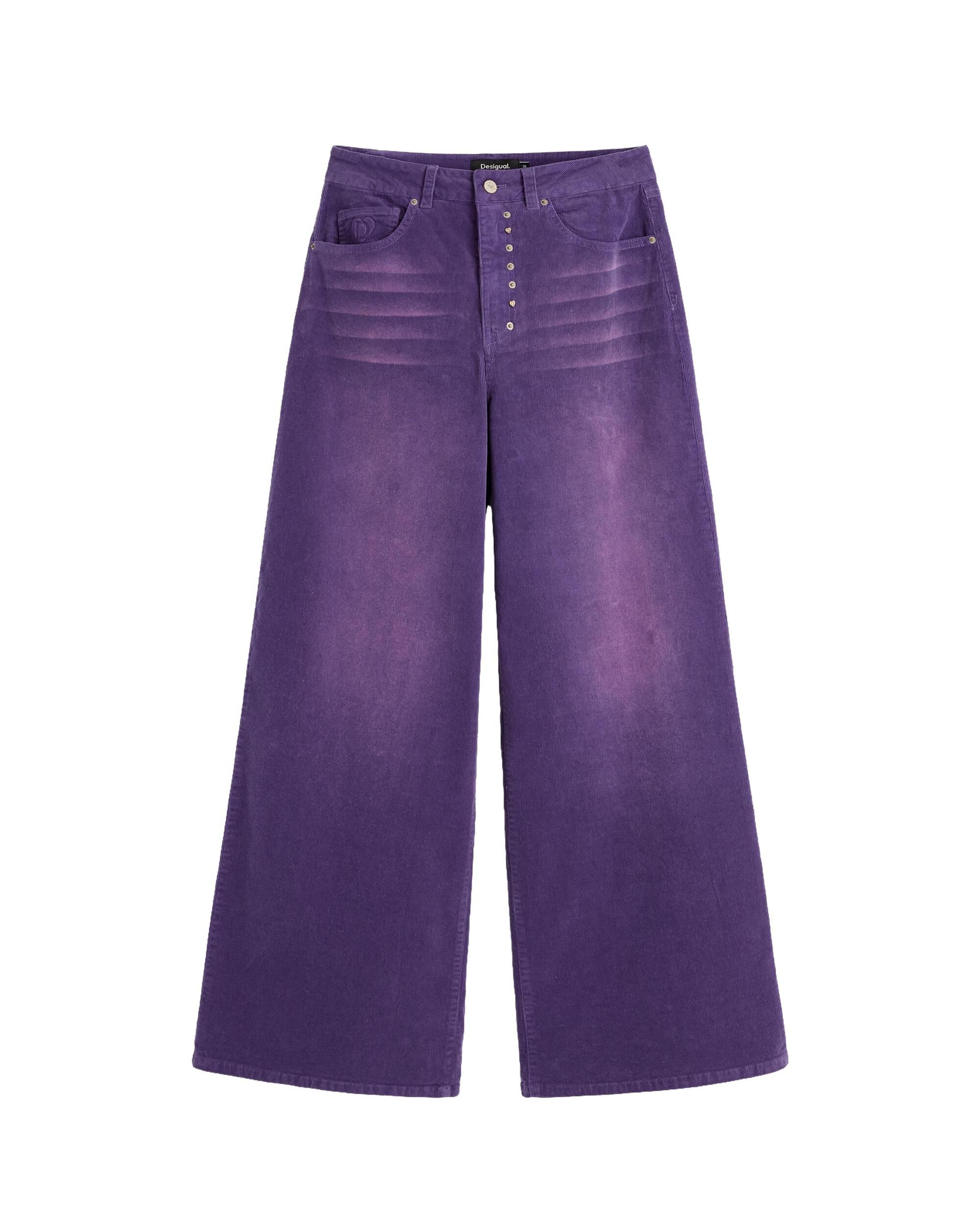 Pantalón de mujer micropana pierna ancha - Desigual - Morado Morado-4