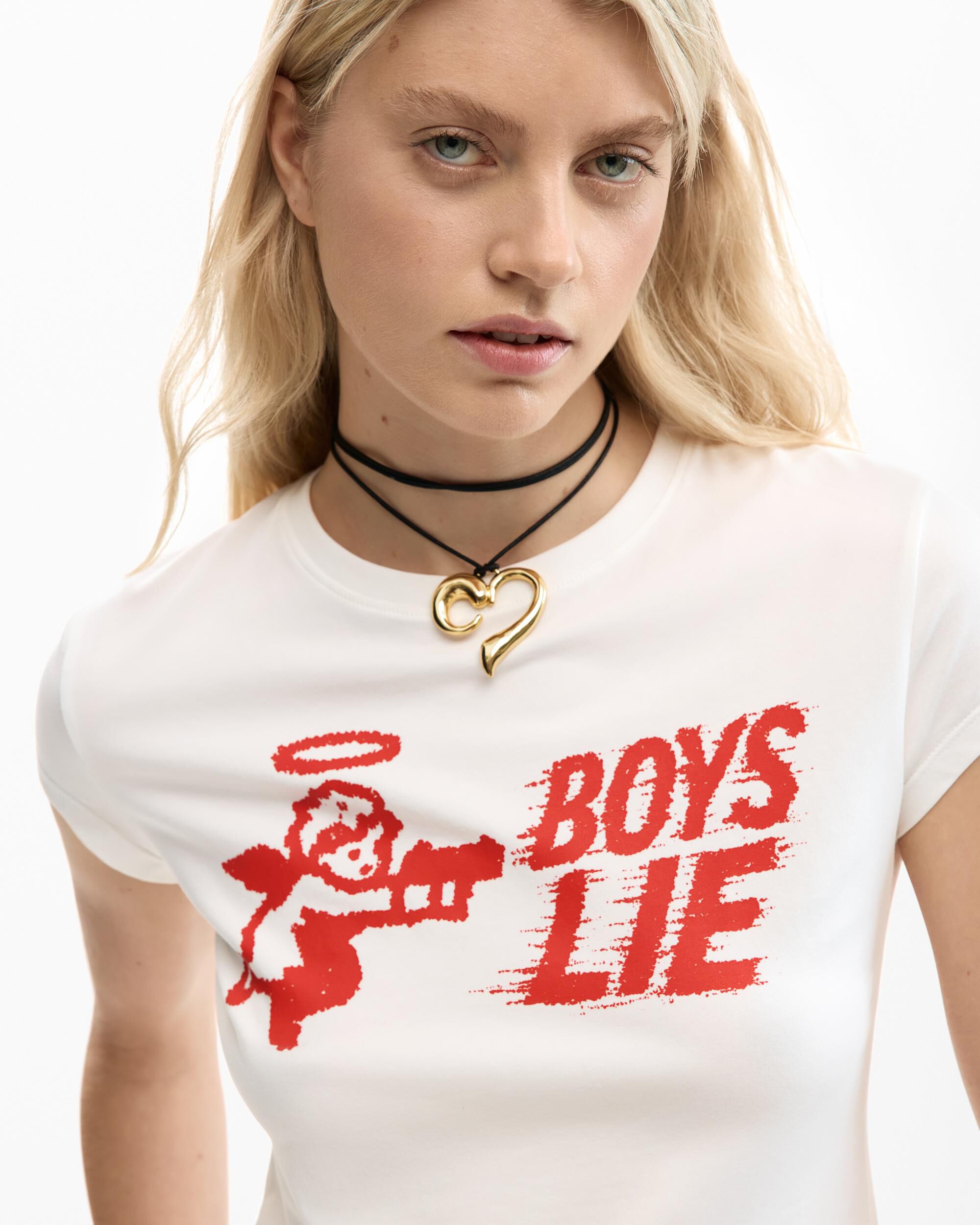 Camiseta de mujer ajustada boys lie - Desigual - Blanco Blanco-4