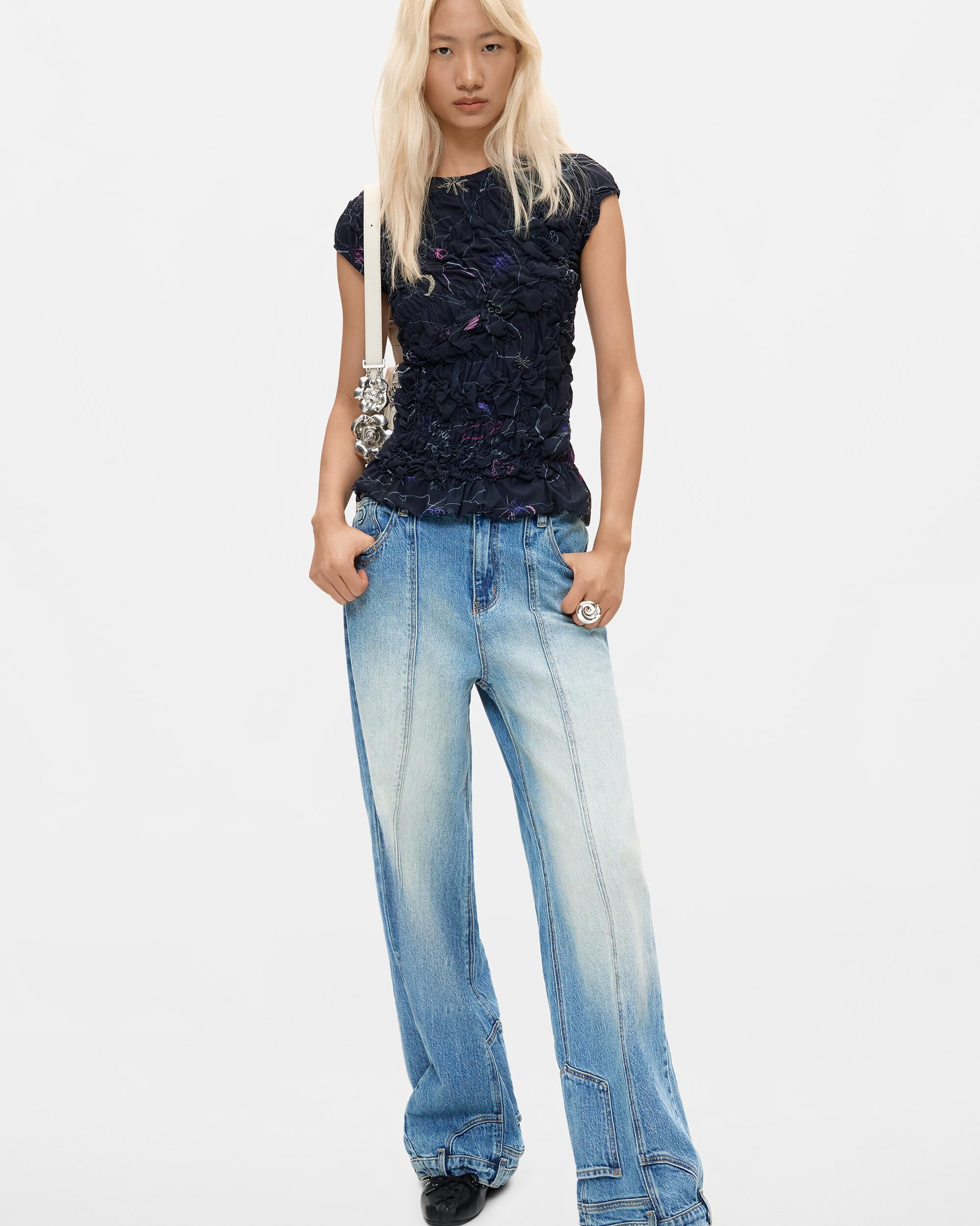Camiseta de mujer punto floral - Desigual - Negro Negro-2