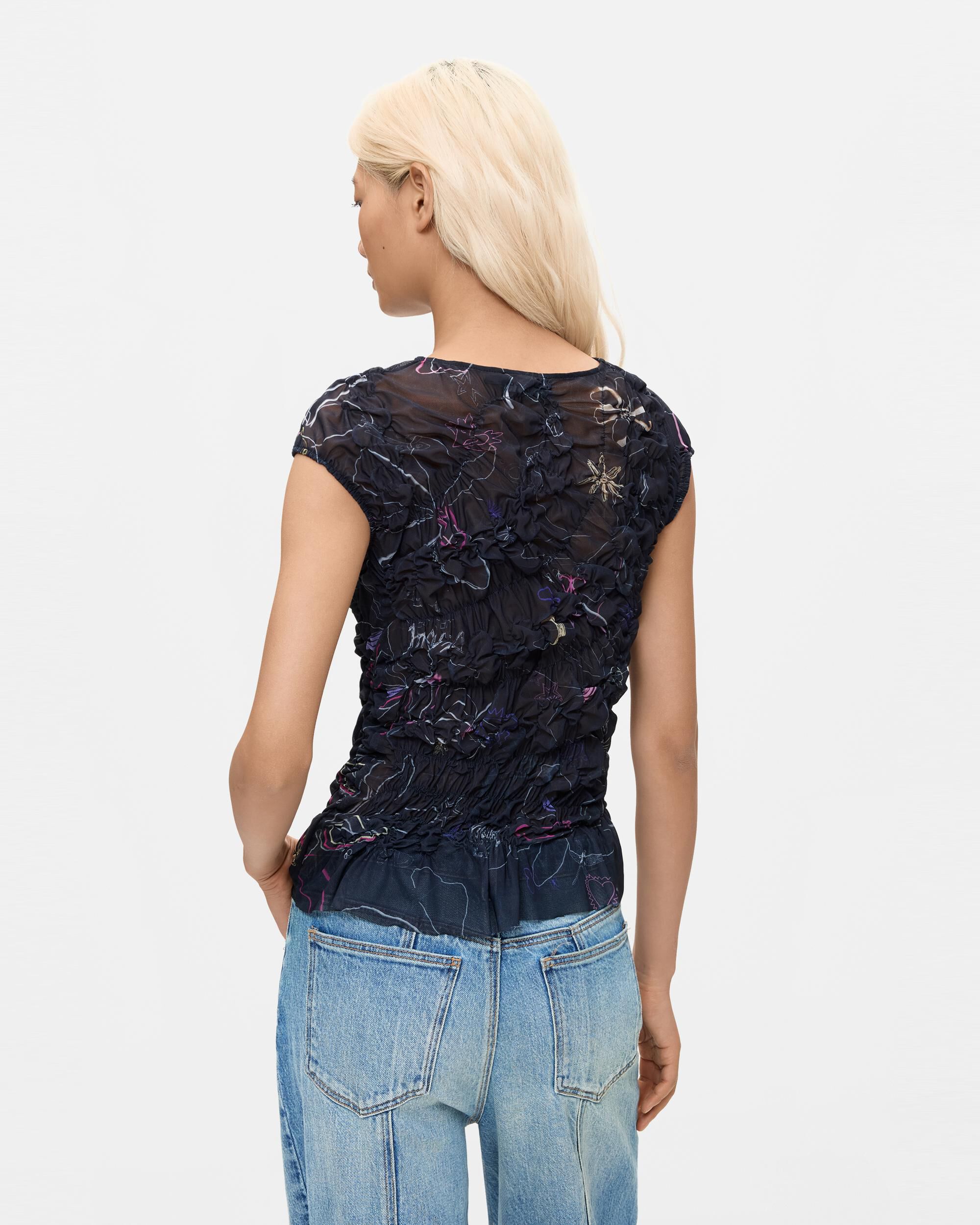 Camiseta de mujer punto floral - Desigual - Negro Negro-3
