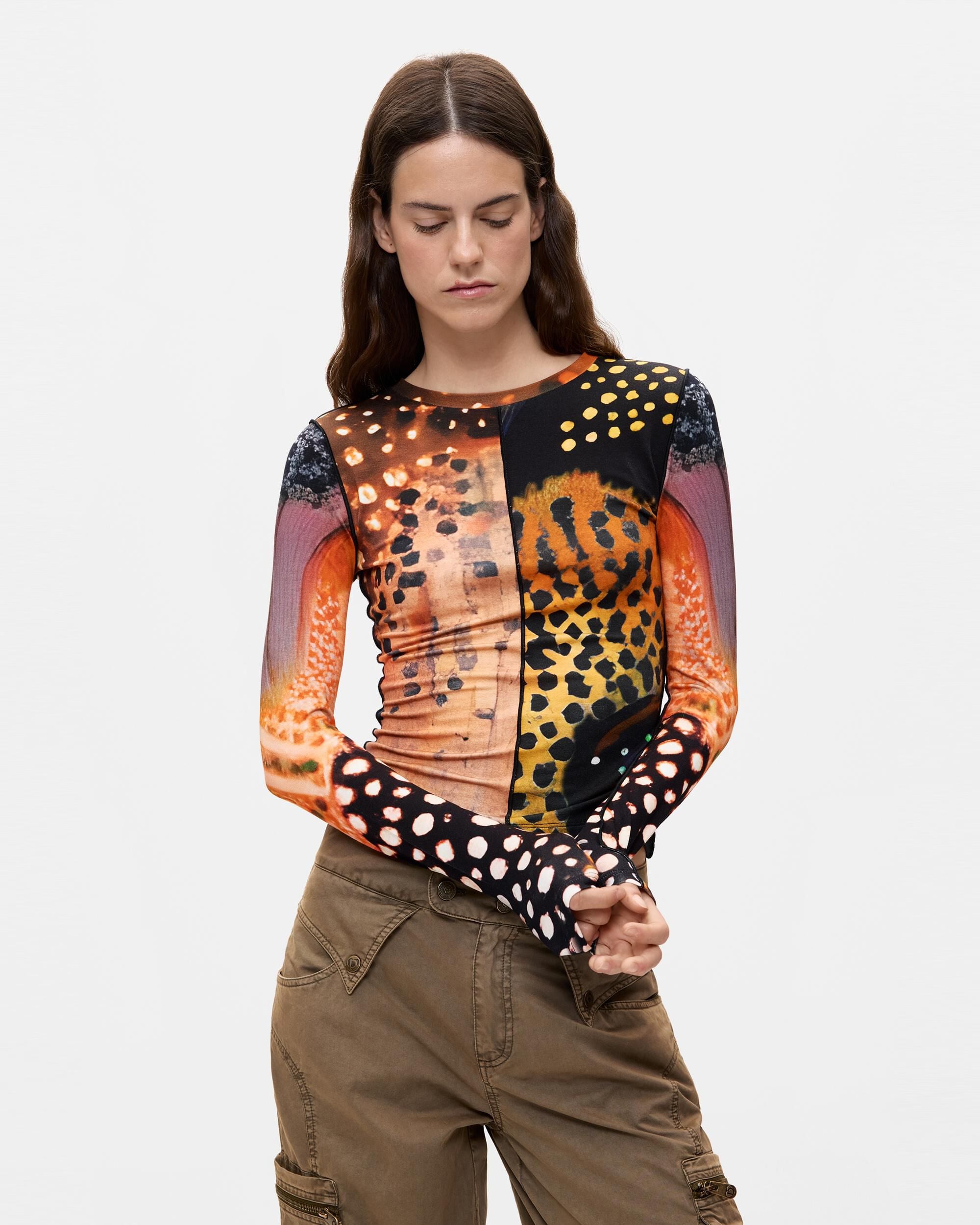 Camiseta de mujer estampada manga larga - Desigual - Multicolor Multicolor-1