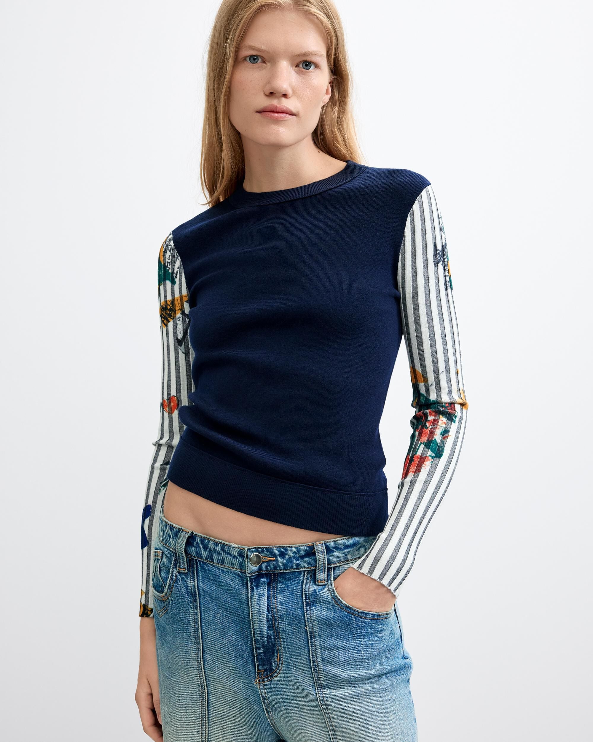 Jersey de mujer estampado floral - Desigual - Azul Azul-1