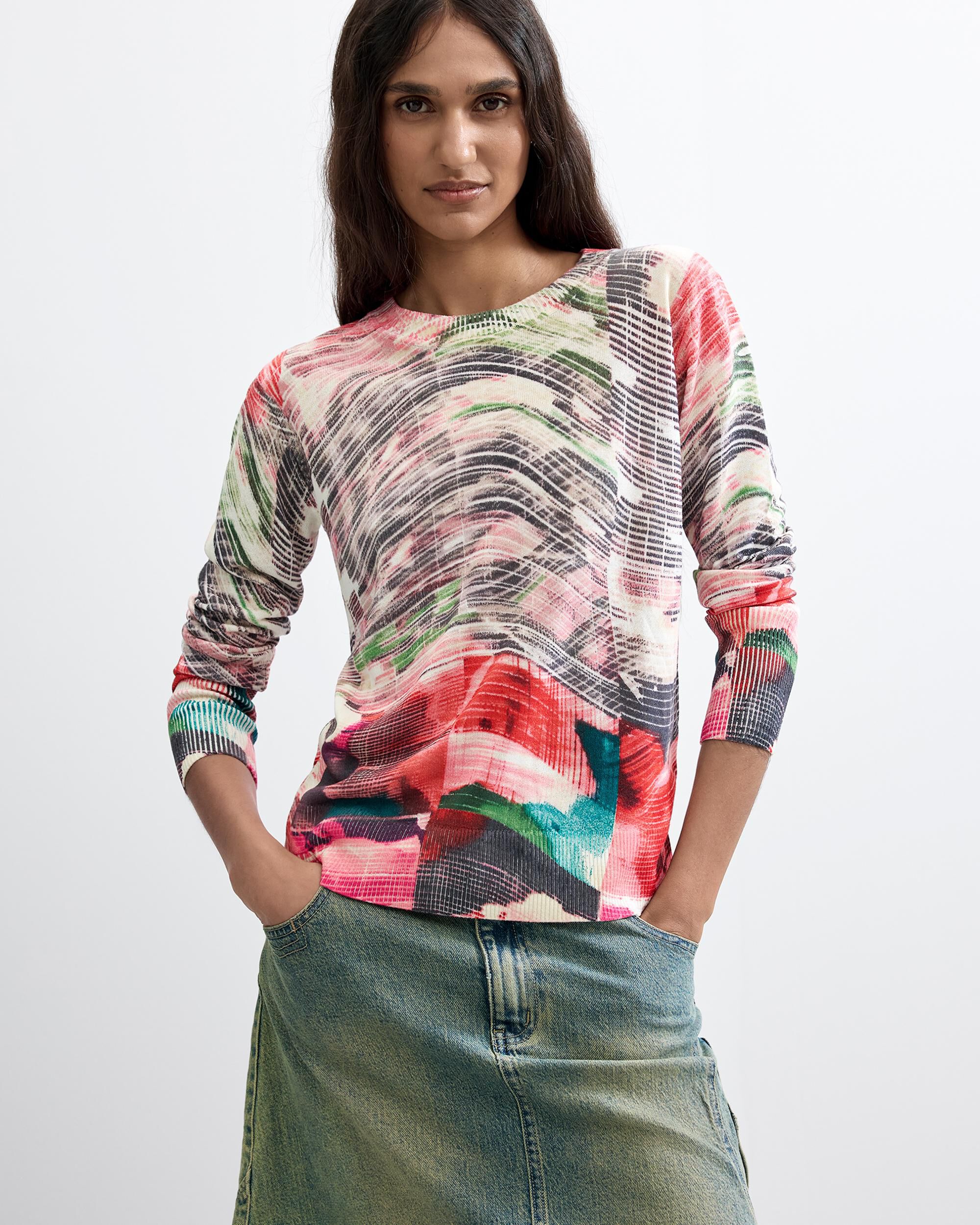 Desigual - Jersey de mujer estampado fino.