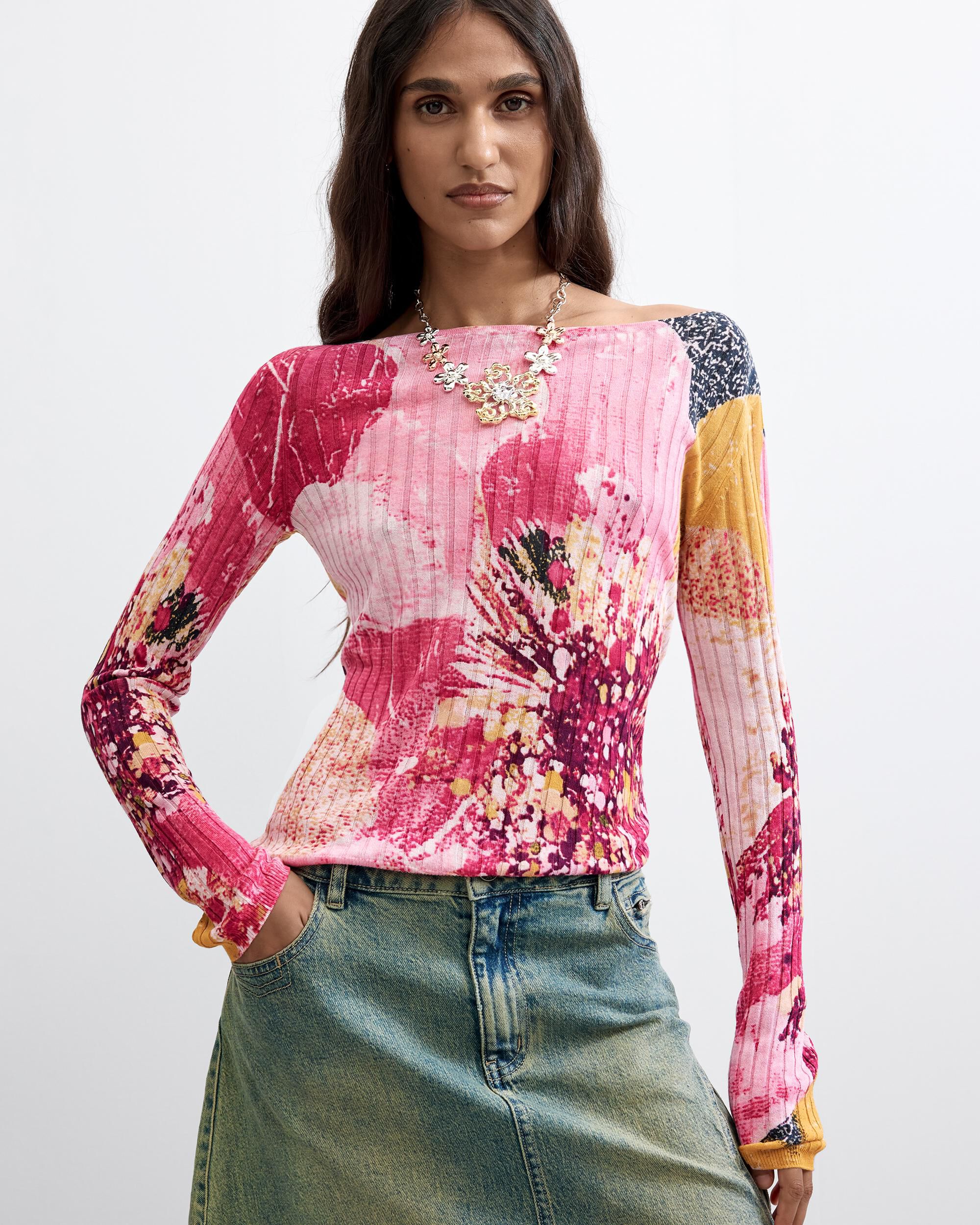 Desigual - Jersey de mujer estampado flores.
