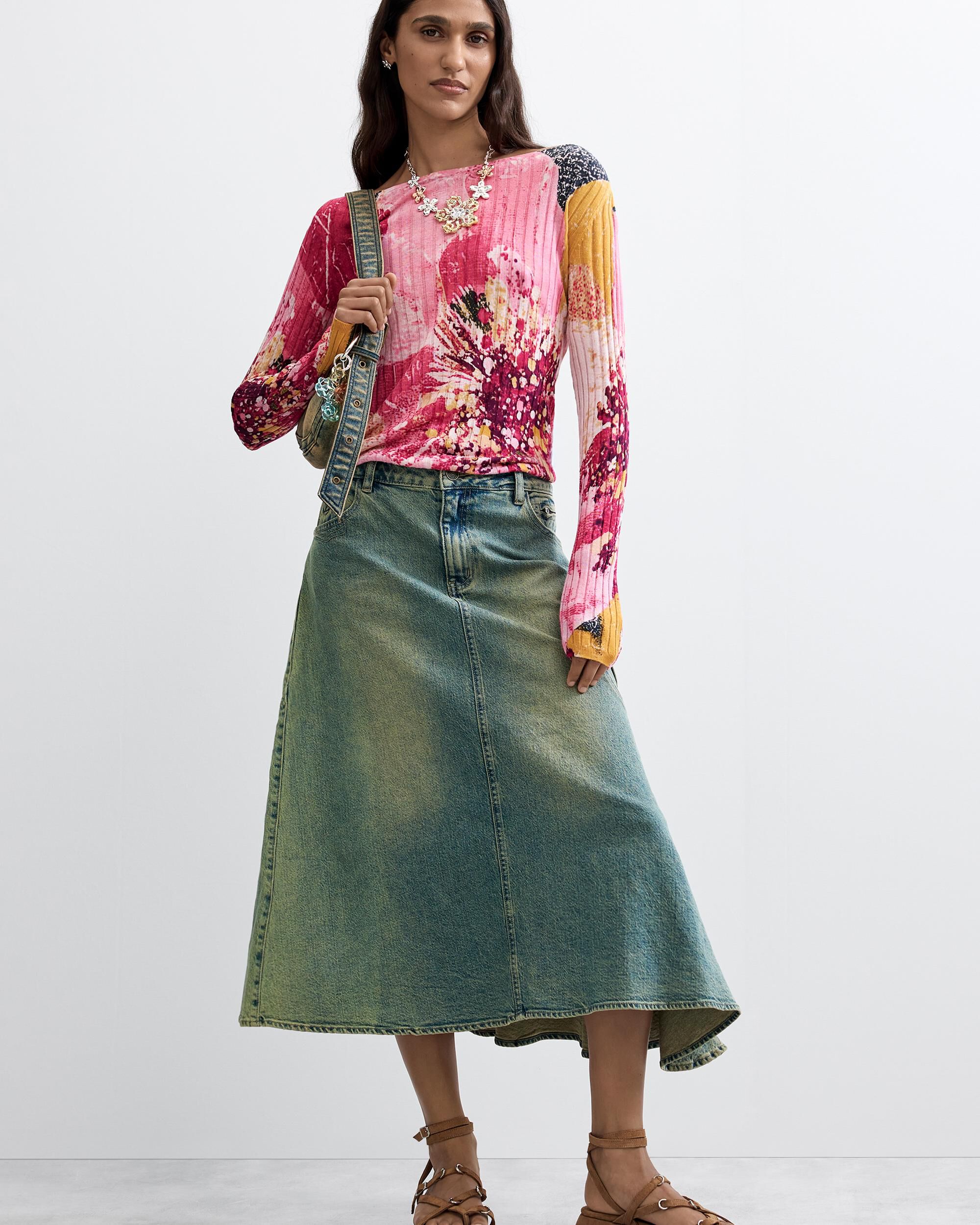 Jersey de mujer estampado flores - Desigual - Rosa Rosa-2