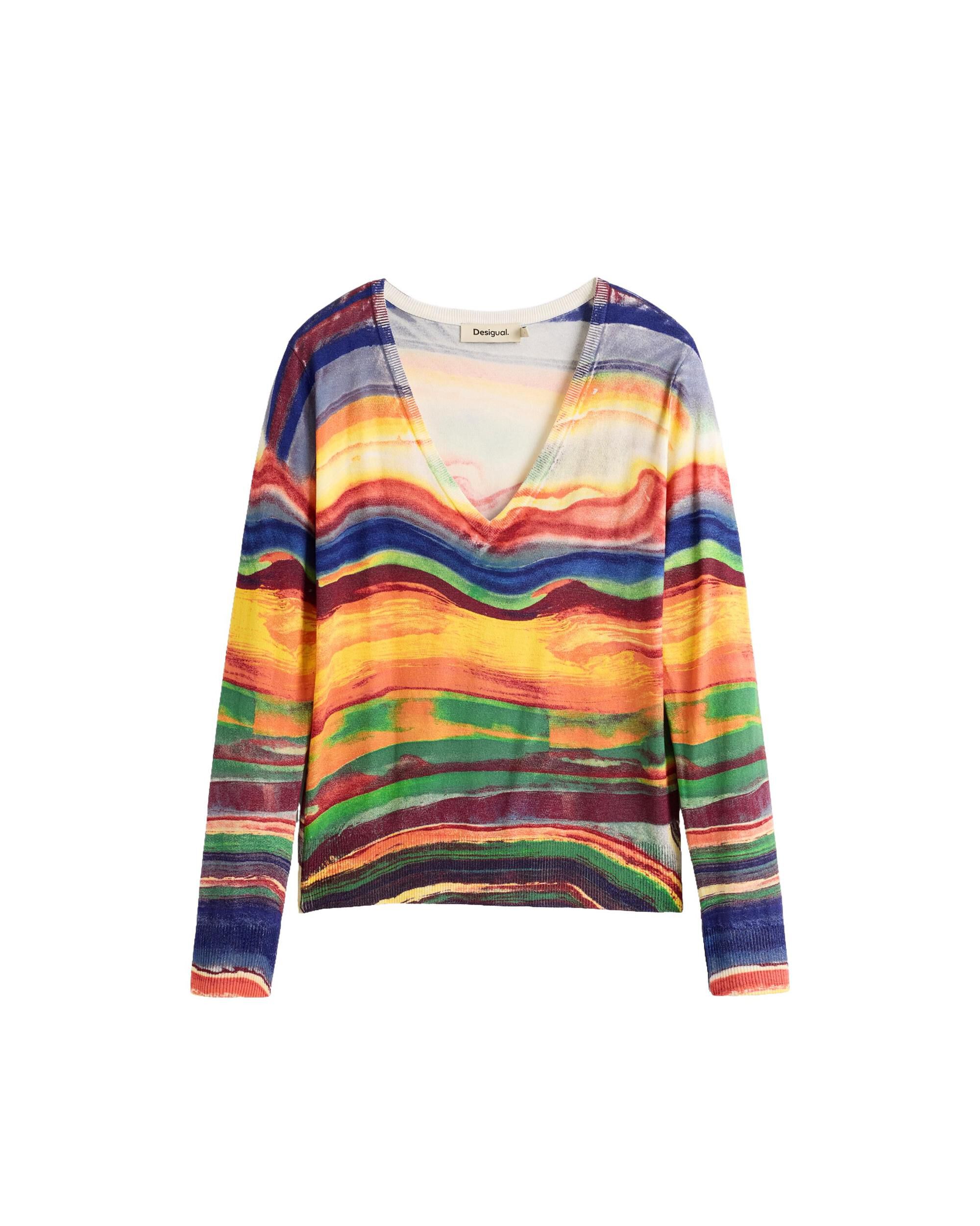 Jersey de mujer punto fino estampado - Desigual - Amarillo Amarillo-4