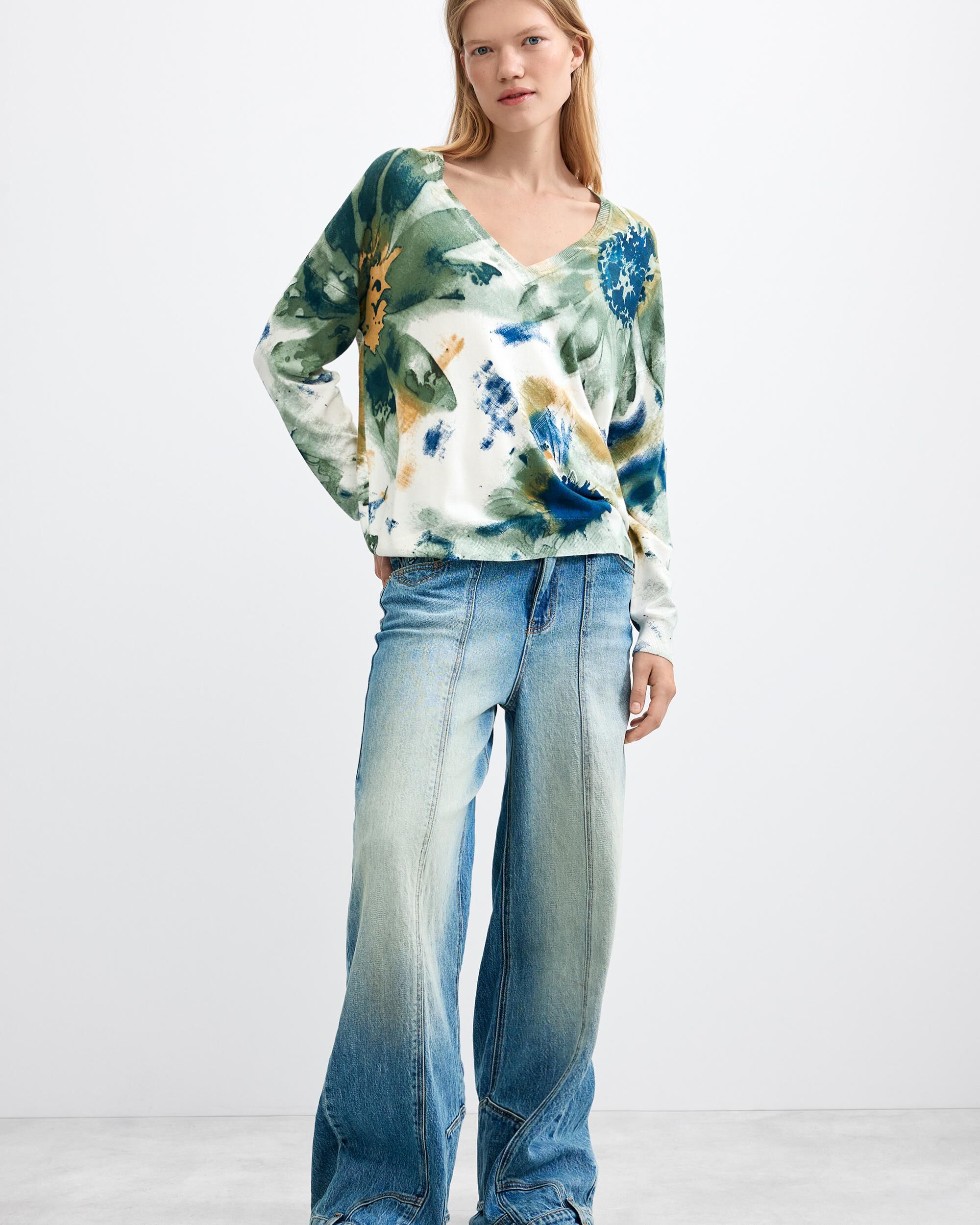 Jersey de mujer estampado fino - Desigual - Blanco Blanco-2