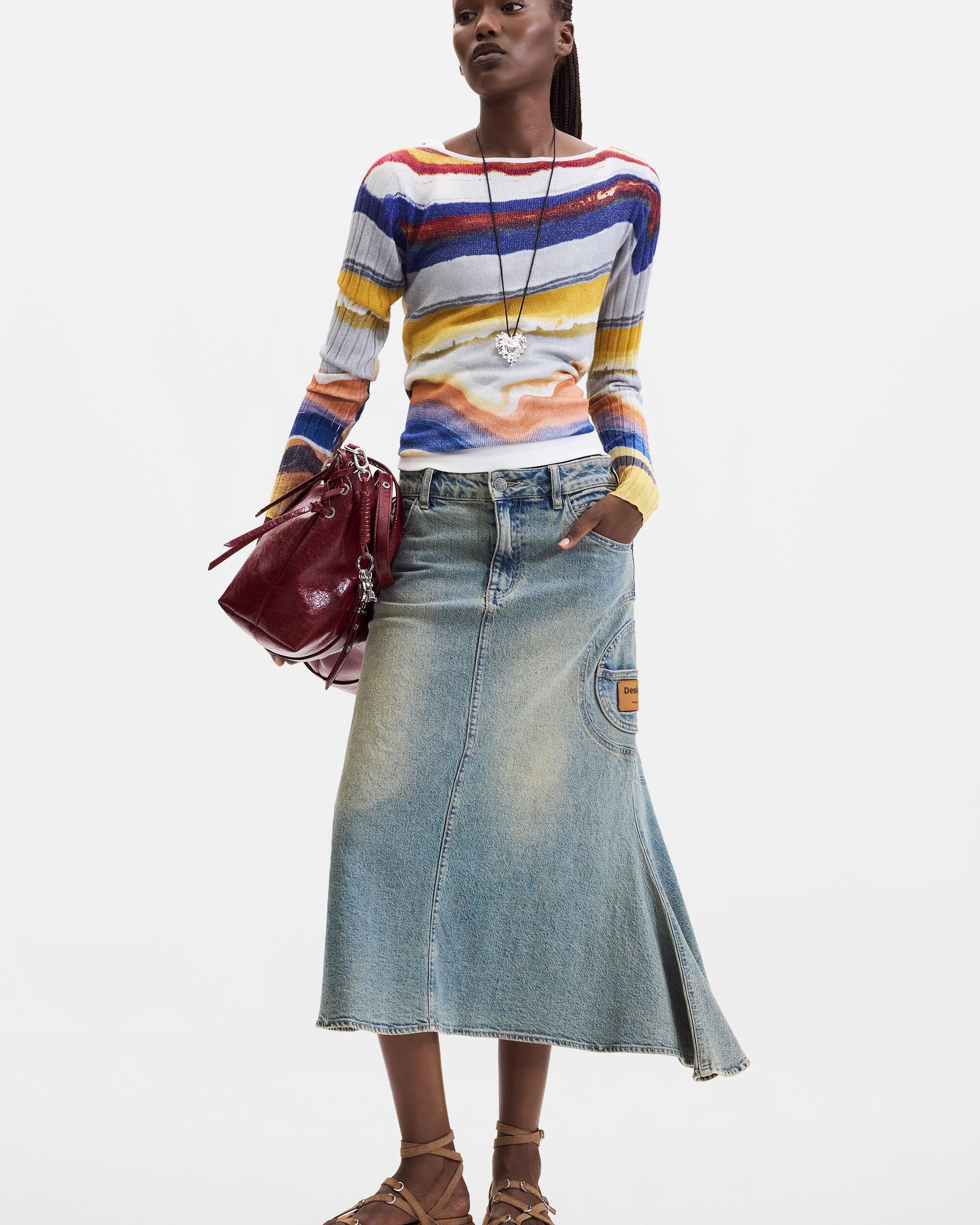 Jersey de mujer punto estampado - Desigual - Azul Azul-2