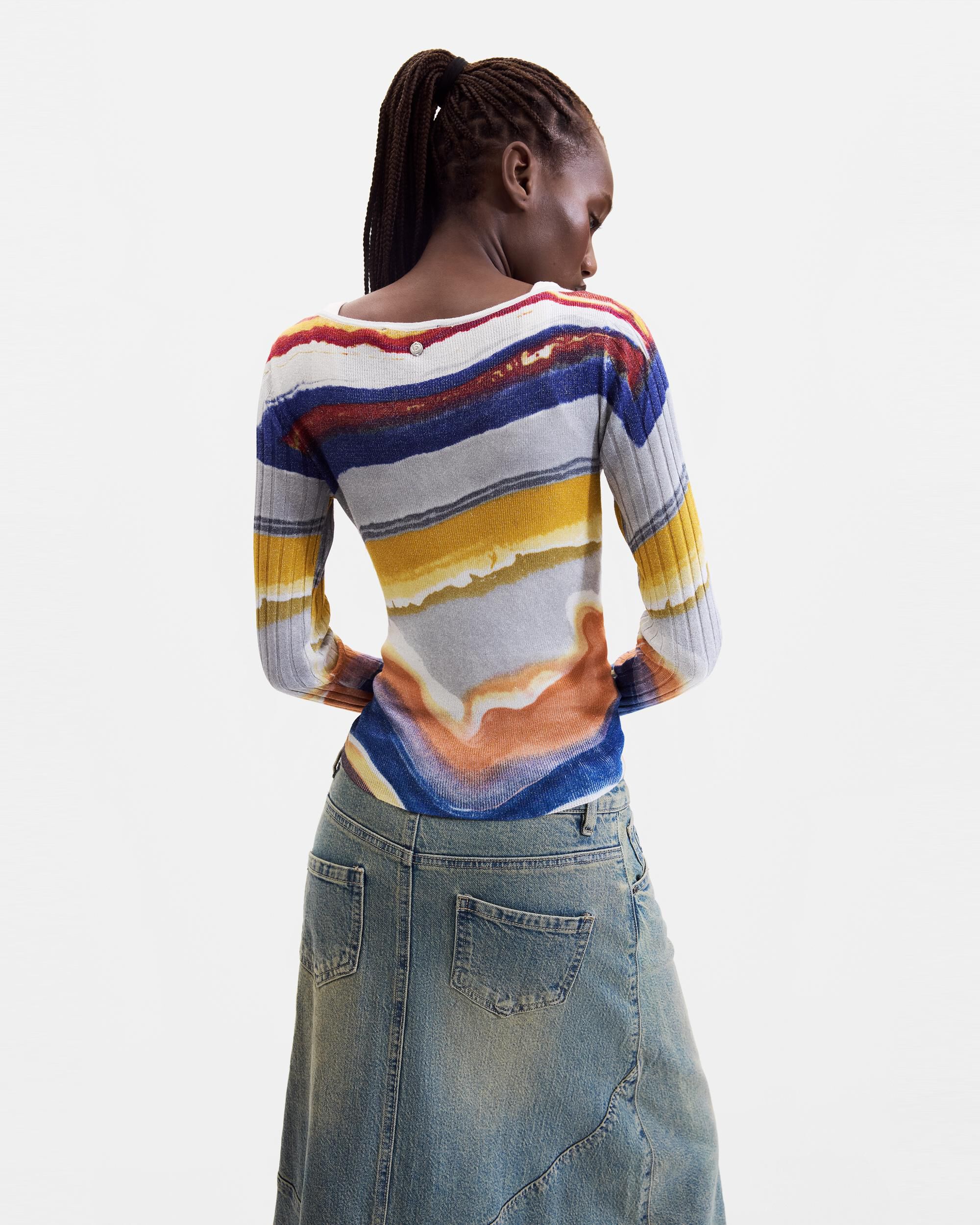 Jersey de mujer punto estampado - Desigual - Azul Azul-3