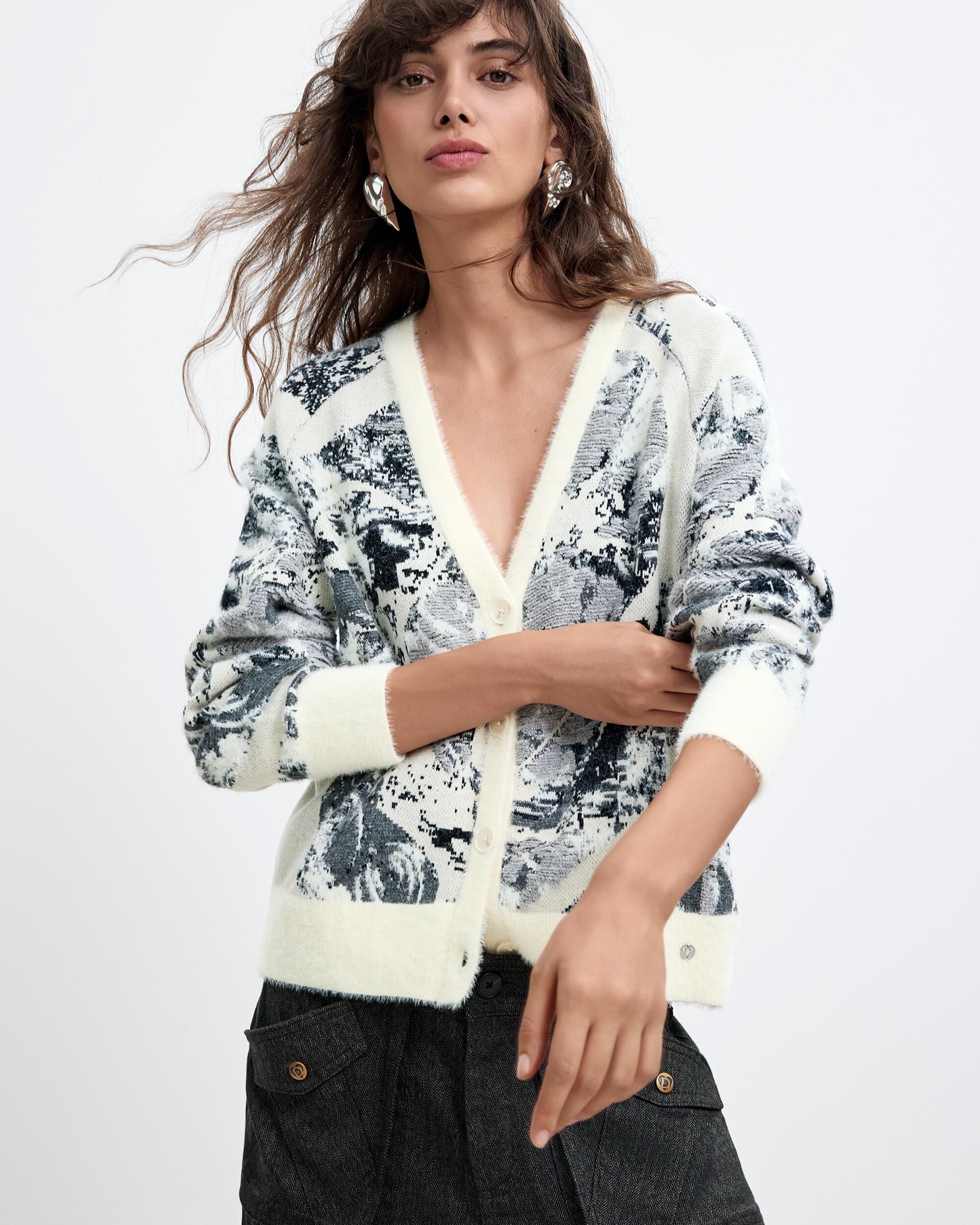 Jersey de mujer jacquard m c lacroix - Desigual - Blanco Blanco-1