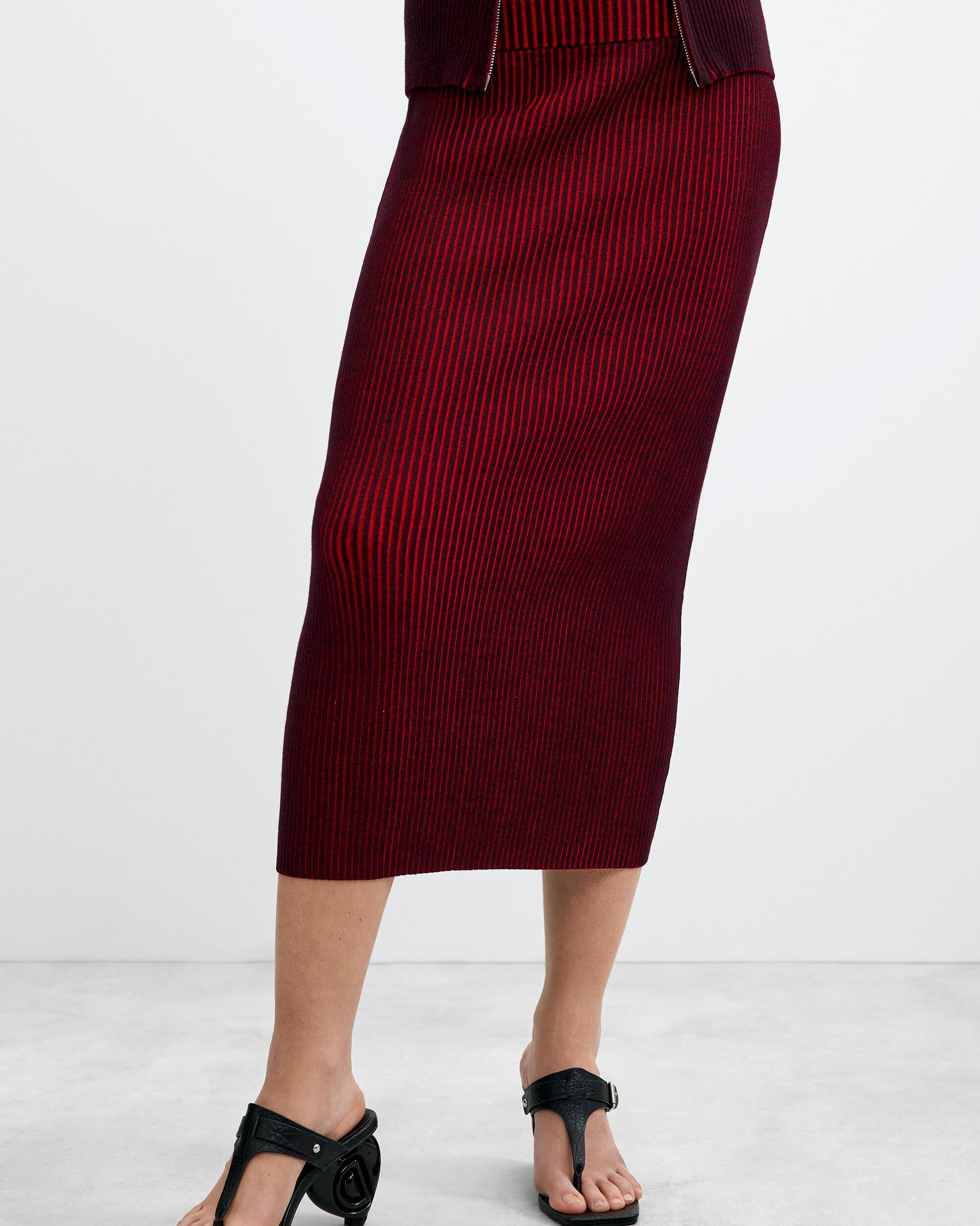 Falda midi punto tornasolado - Desigual - Rojo Rojo-2