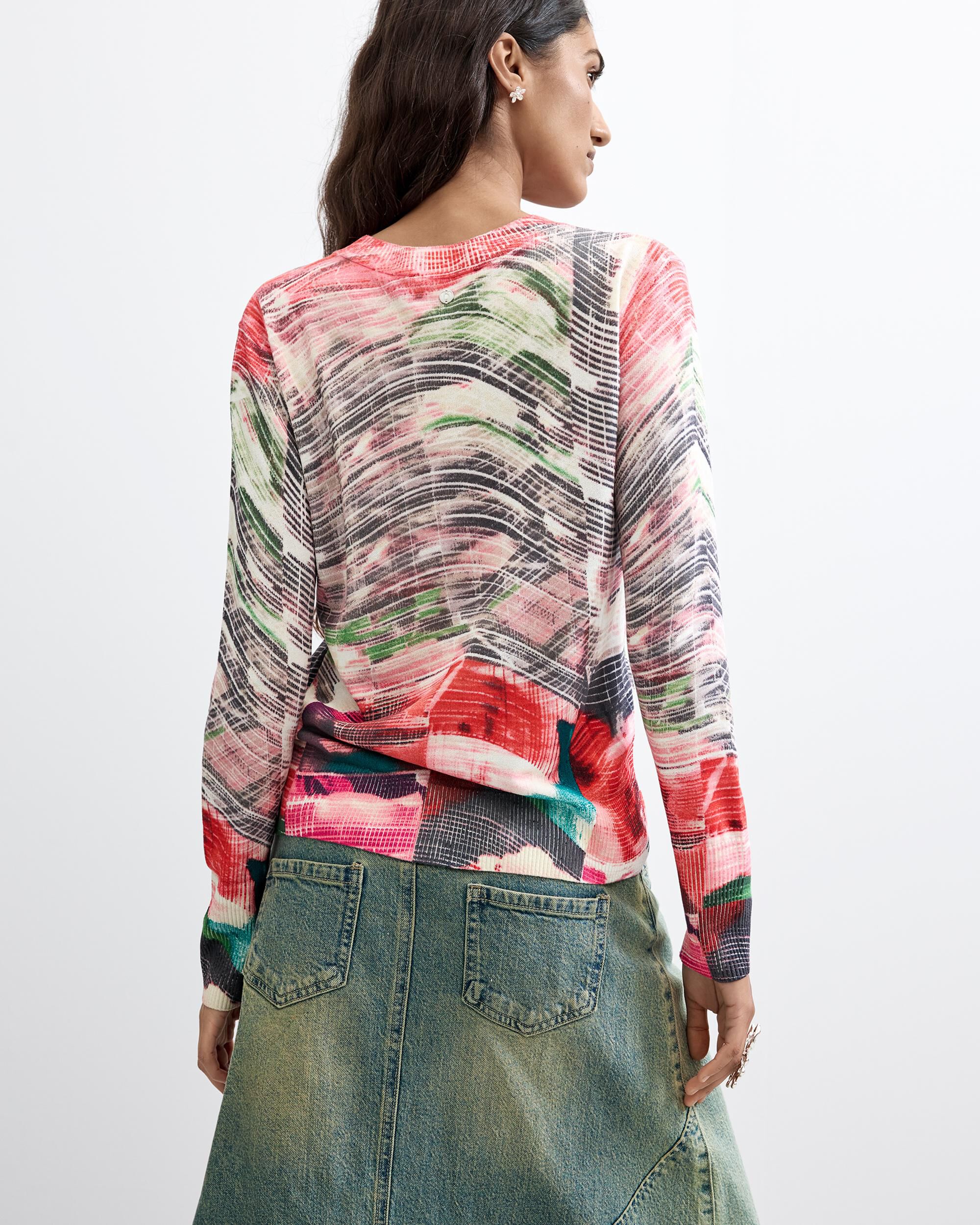 Jersey de mujer estampado fino - Desigual - Rojo Rojo-3