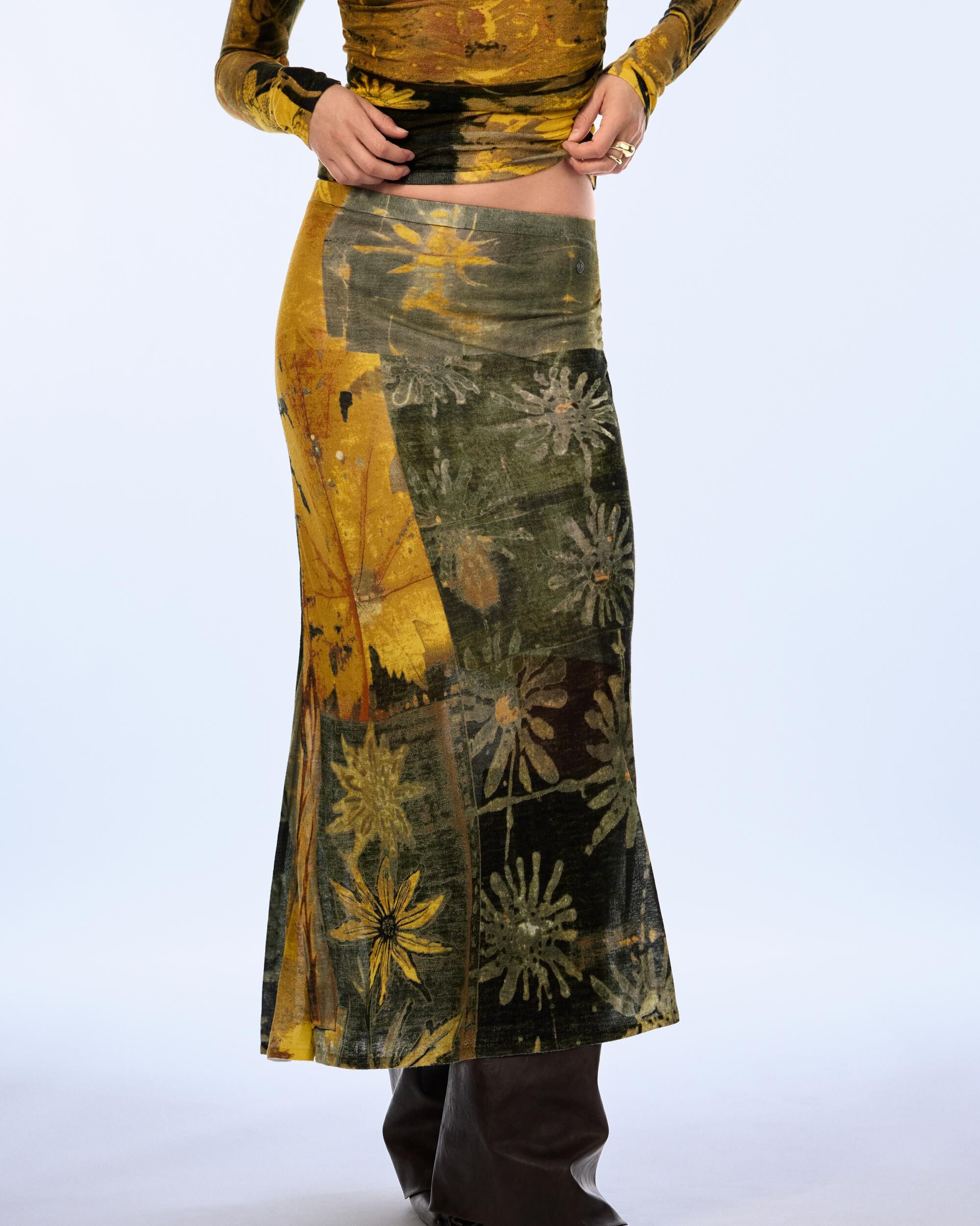 Falda larga estampada - Desigual - Verde Verde-2