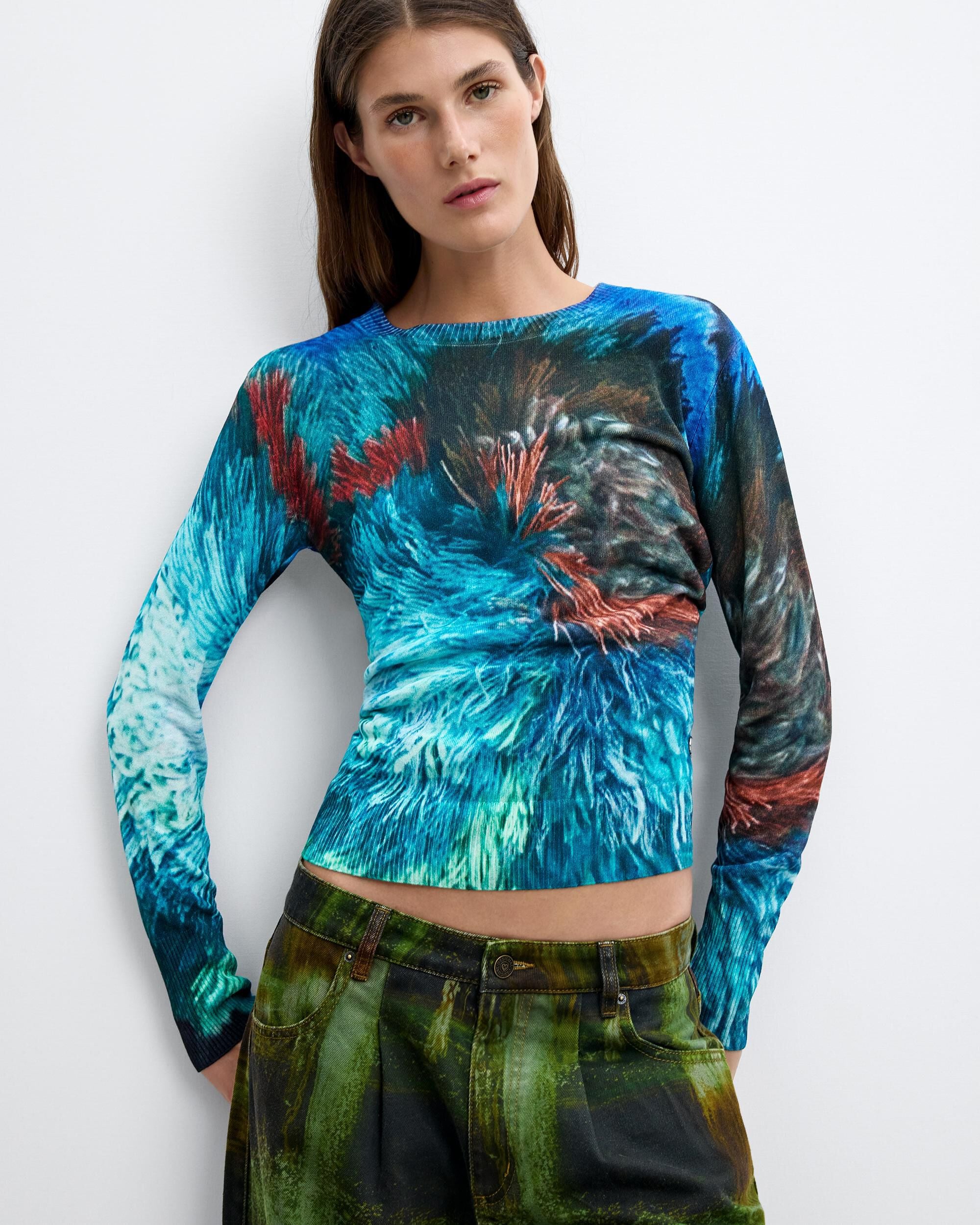 Jersey de mujer estampado m c lacroix - Desigual - Azul Azul-1