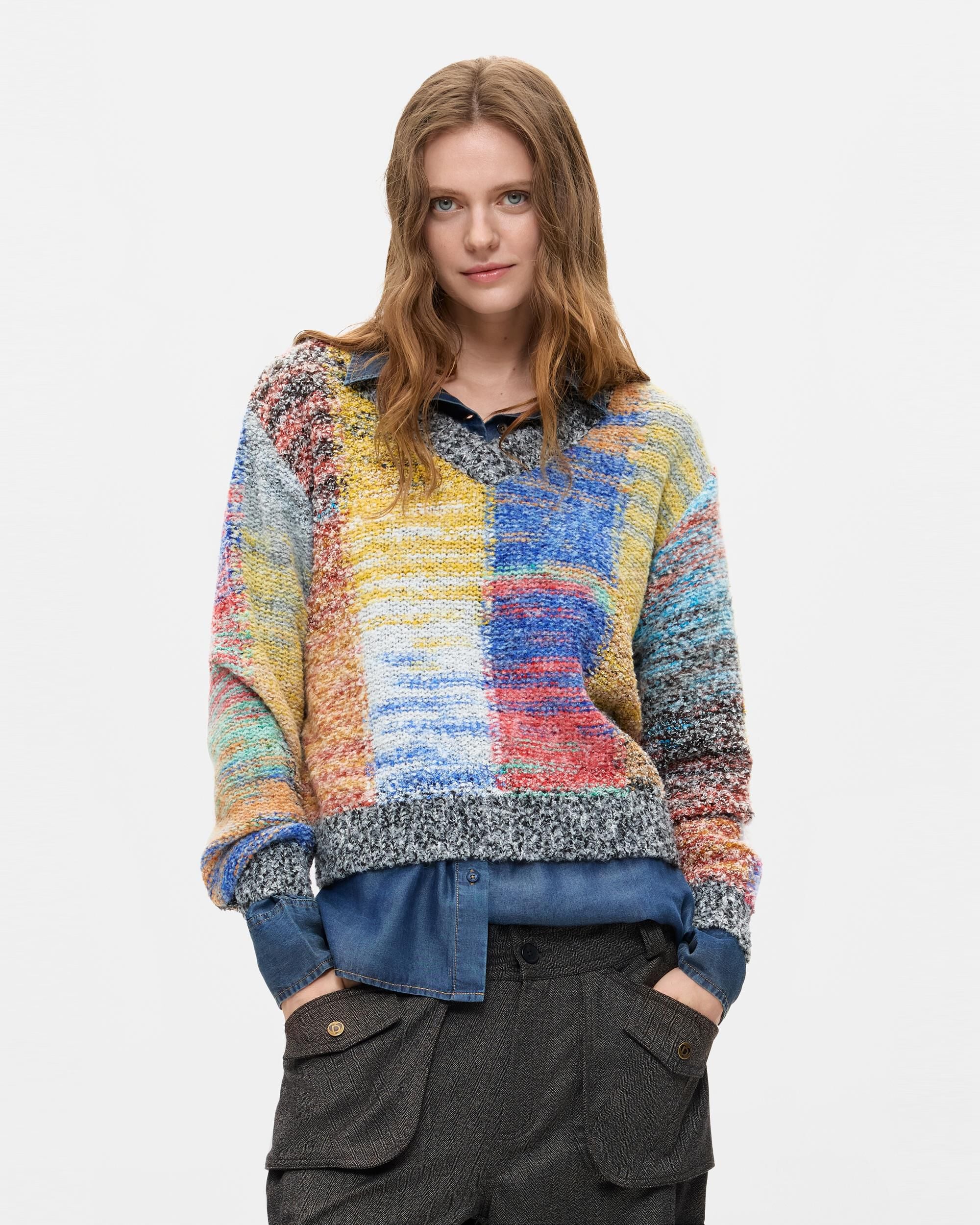 Jersey de mujer cropped punto grueso - Desigual - Rojo Rojo-1