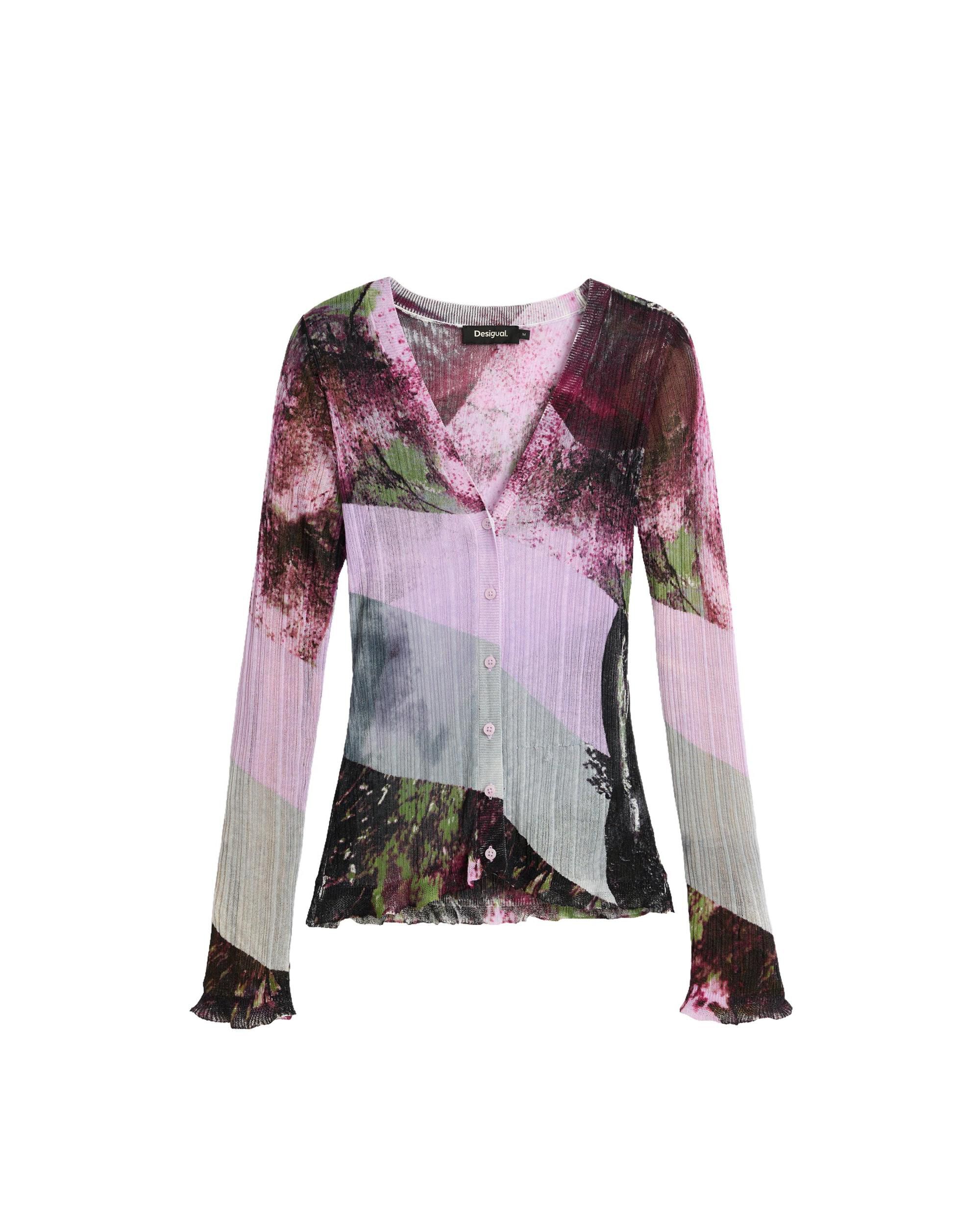 Jersey de mujer v-neck estampado - Desigual - Morado Morado-4