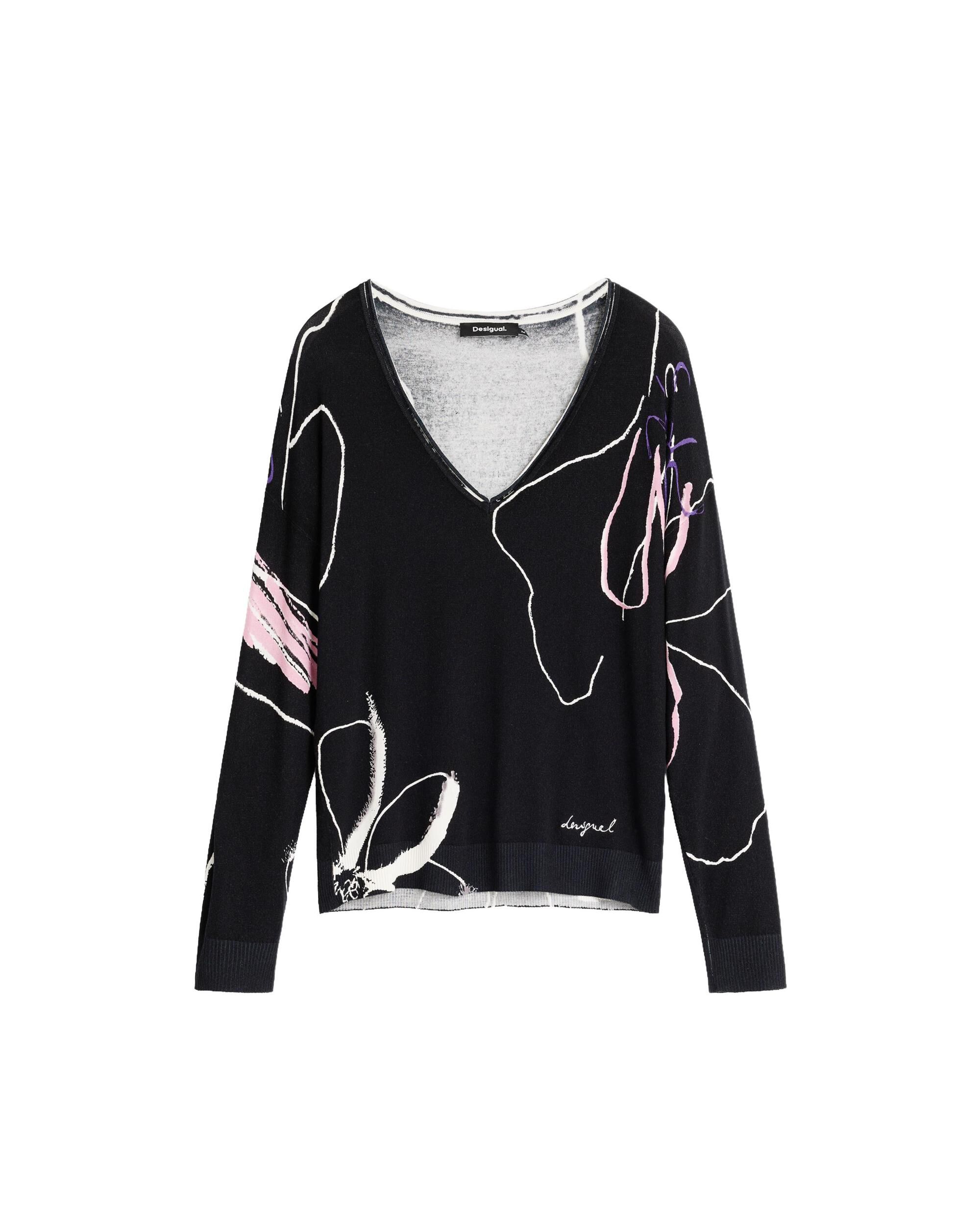 Jersey de mujer estampado punto fino - Desigual - Negro Negro-4