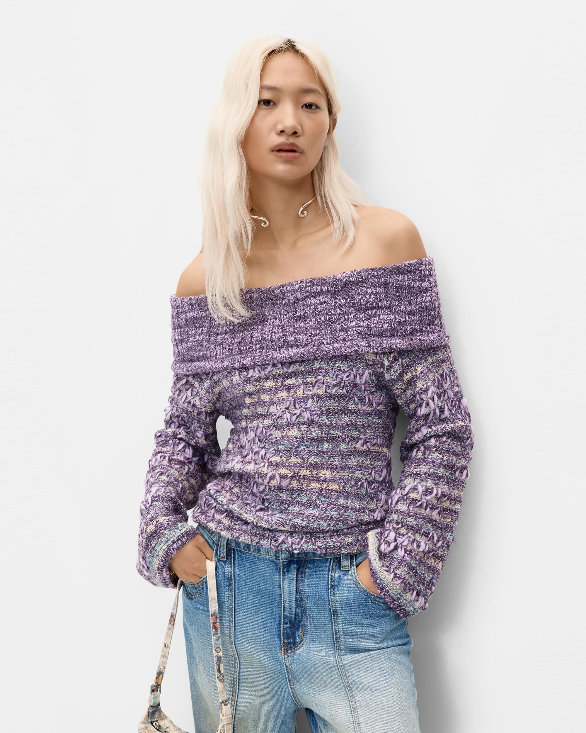Jersey de mujer punto fino - Desigual - Morado Morado-1