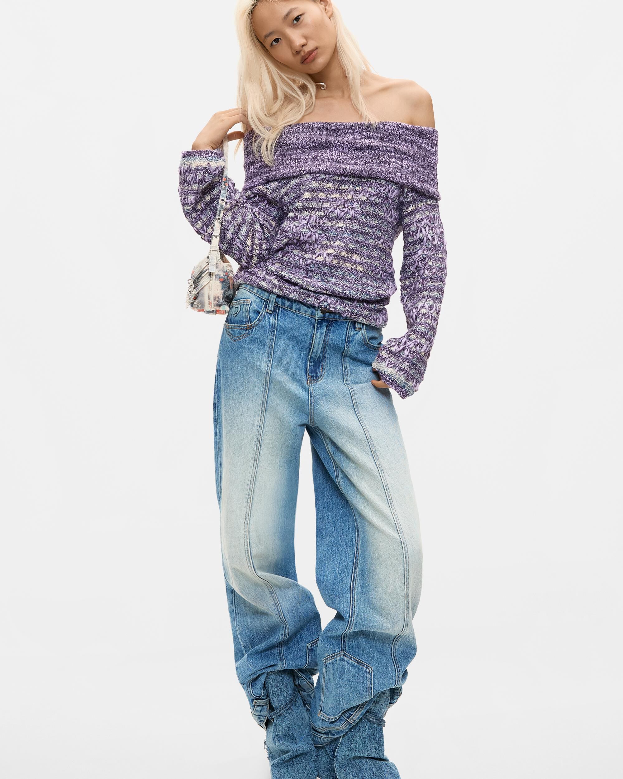 Jersey de mujer punto fino - Desigual - Morado Morado-2